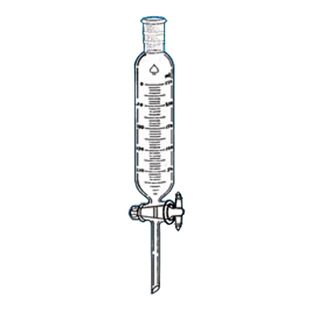 7262-52 PTFE Addition Funnel with 1:5 Cylindrical Graduated Scale - 250mL Capacity, 1mL Increments - Perfect for Precise Chemical Measurements in Labs & Industrial Applications