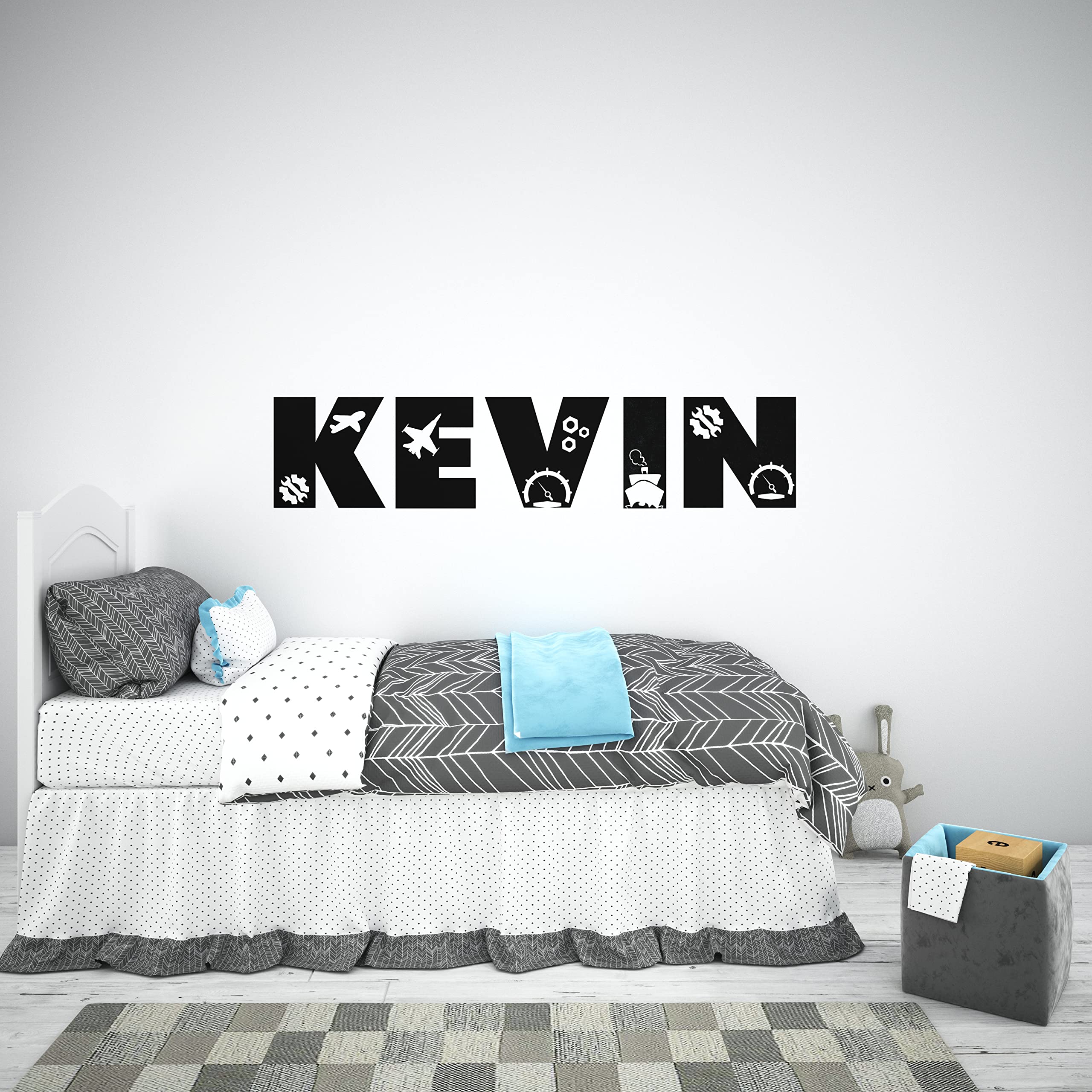 Custom Cars & Trucks Wall Name Vinyl Decal - Personalized Nursery Wall Decor for Boys - Construction Theme Kids Room Decor - Perfect for Bedrooms, Playrooms & Birthday Gifts