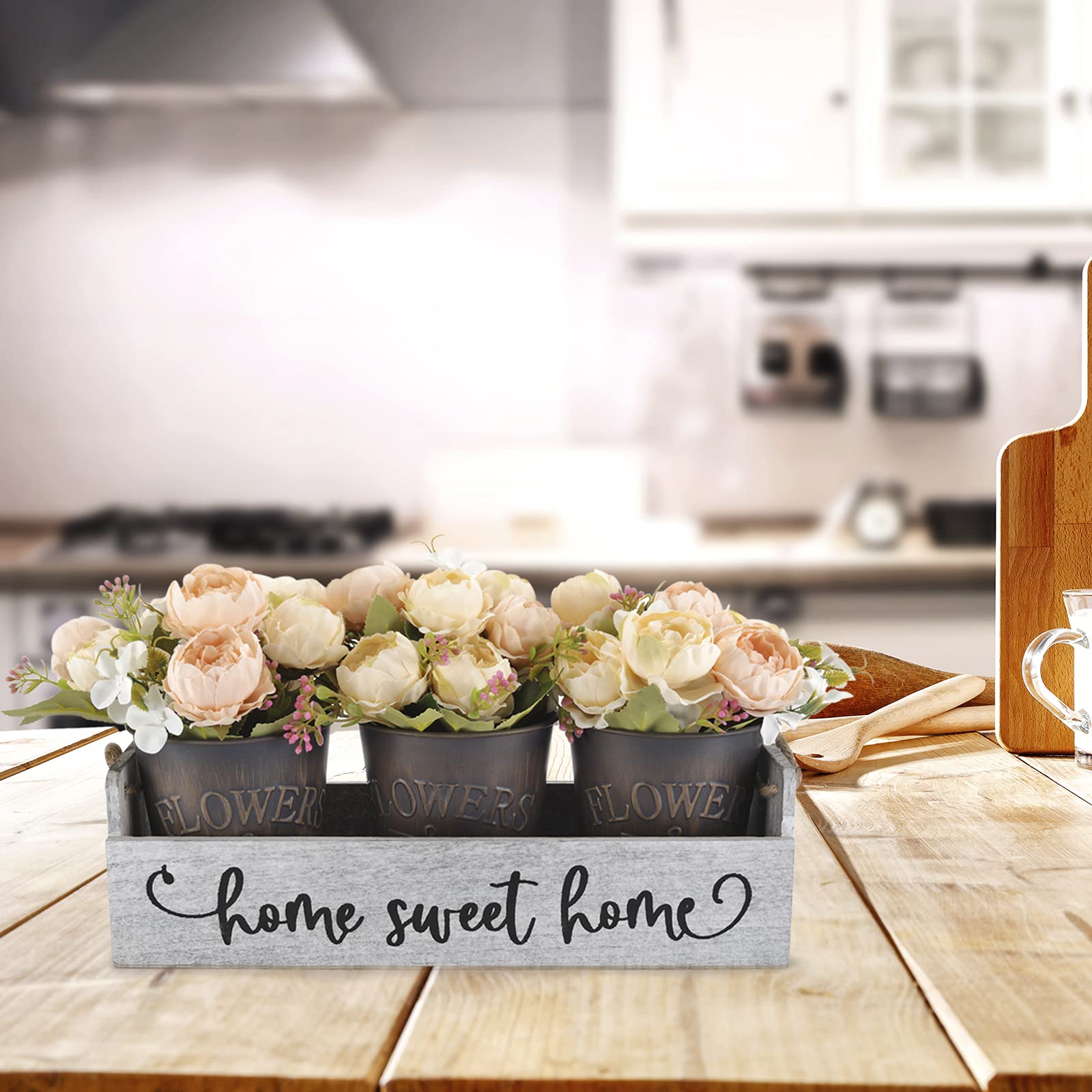 Handmade Retro Flower Pots - Rustic Wedding Table Centerpiece for Farmhouse Kitchen, Dining Room, Living Room & Coffee Table Decor (Champagne) | Perfect for Wedding Receptions, Anniversary Celebrations & Home Décor