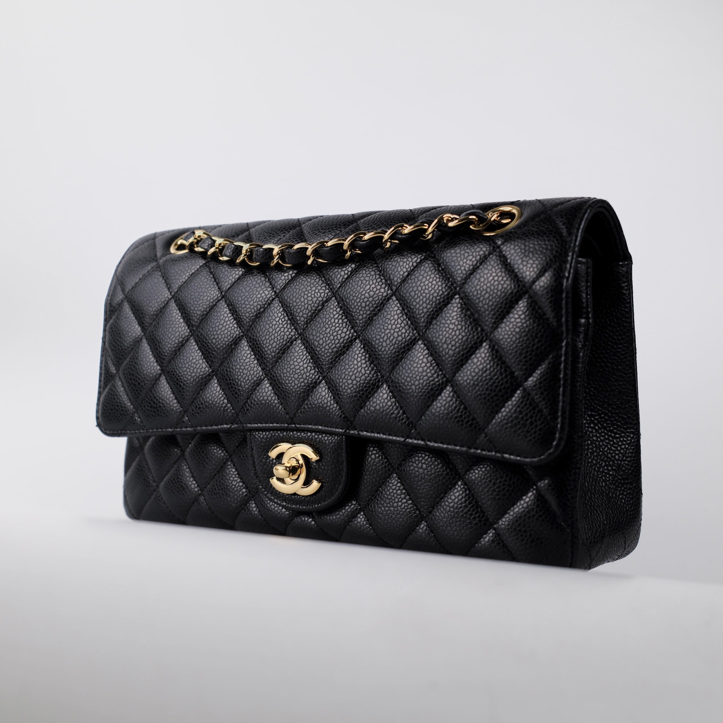 Authentic Chanel Medium M/L Black Caviar Classic Flap Bag 23 Series - Luxury Handbag for Women, Perfect for Parties, Work & Everyday Elegance