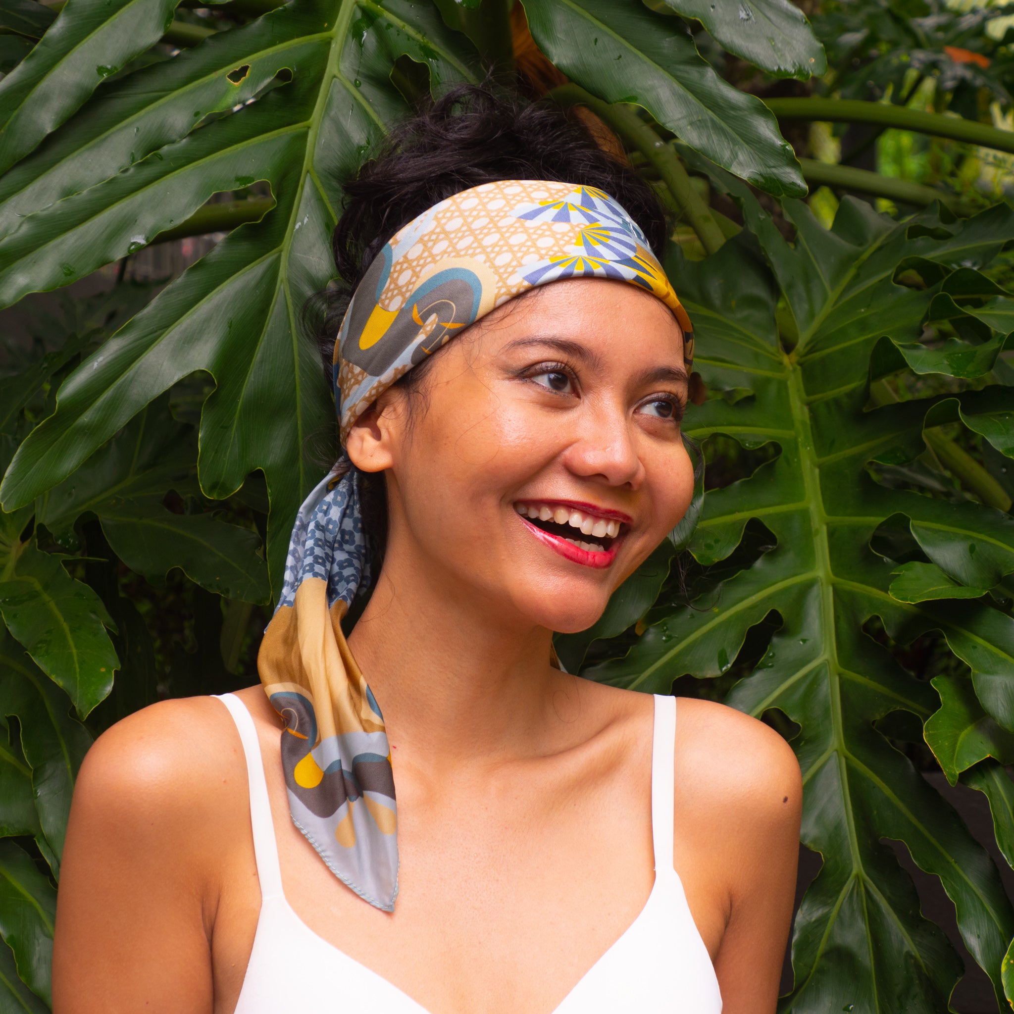 Enchanted Kampong Glam Silk Scarf - Luxury Floral Print Shawl for Women - Perfect for Travel, Weddings & Special Occasions