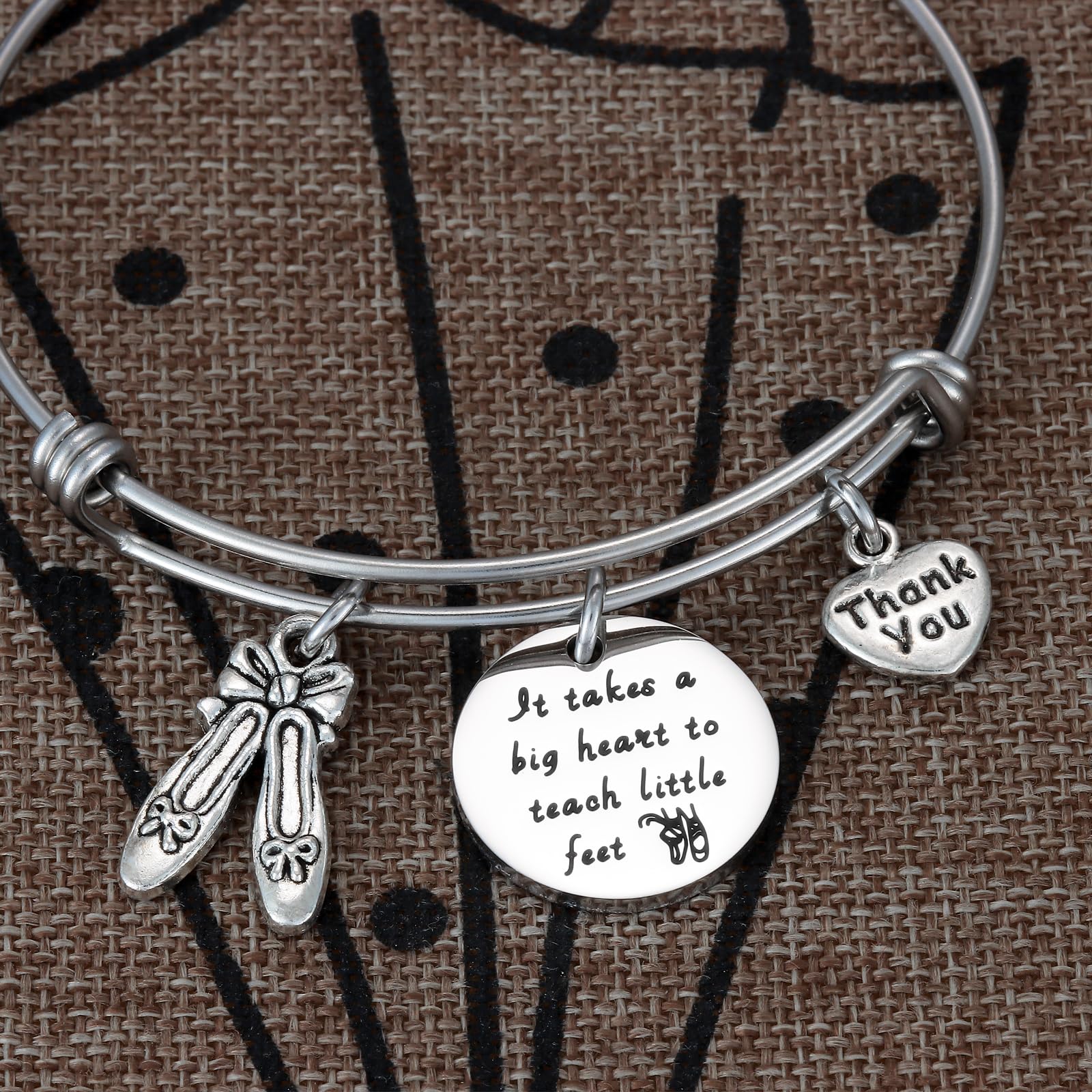 Kivosliviz Dance Teacher Appreciation Bracelet - Inspirational 'It Takes A Big Heart To Teach Little Feet' Jewelry Gift for Dance Instructors | Perfect for Teacher Appreciation Week, Graduation, or Thank You Present