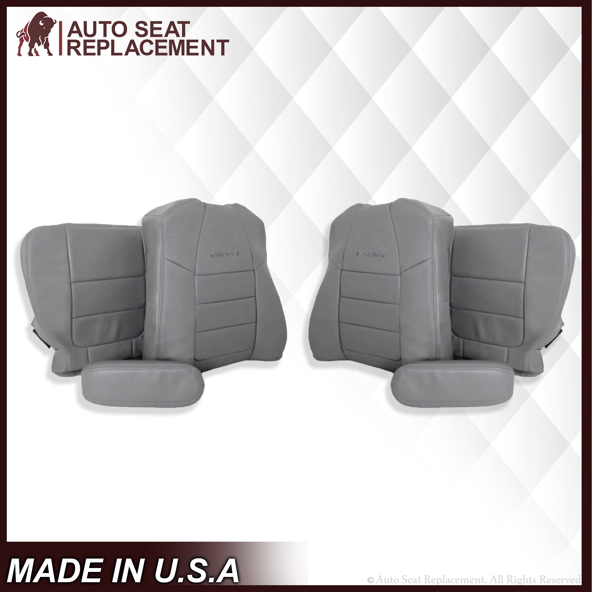 2001-2007 Ford F350/F250 Lariat Extended Cab Gray Perforated Leather Seat Cover - Perfect for Truck Upgrades & Road Trips