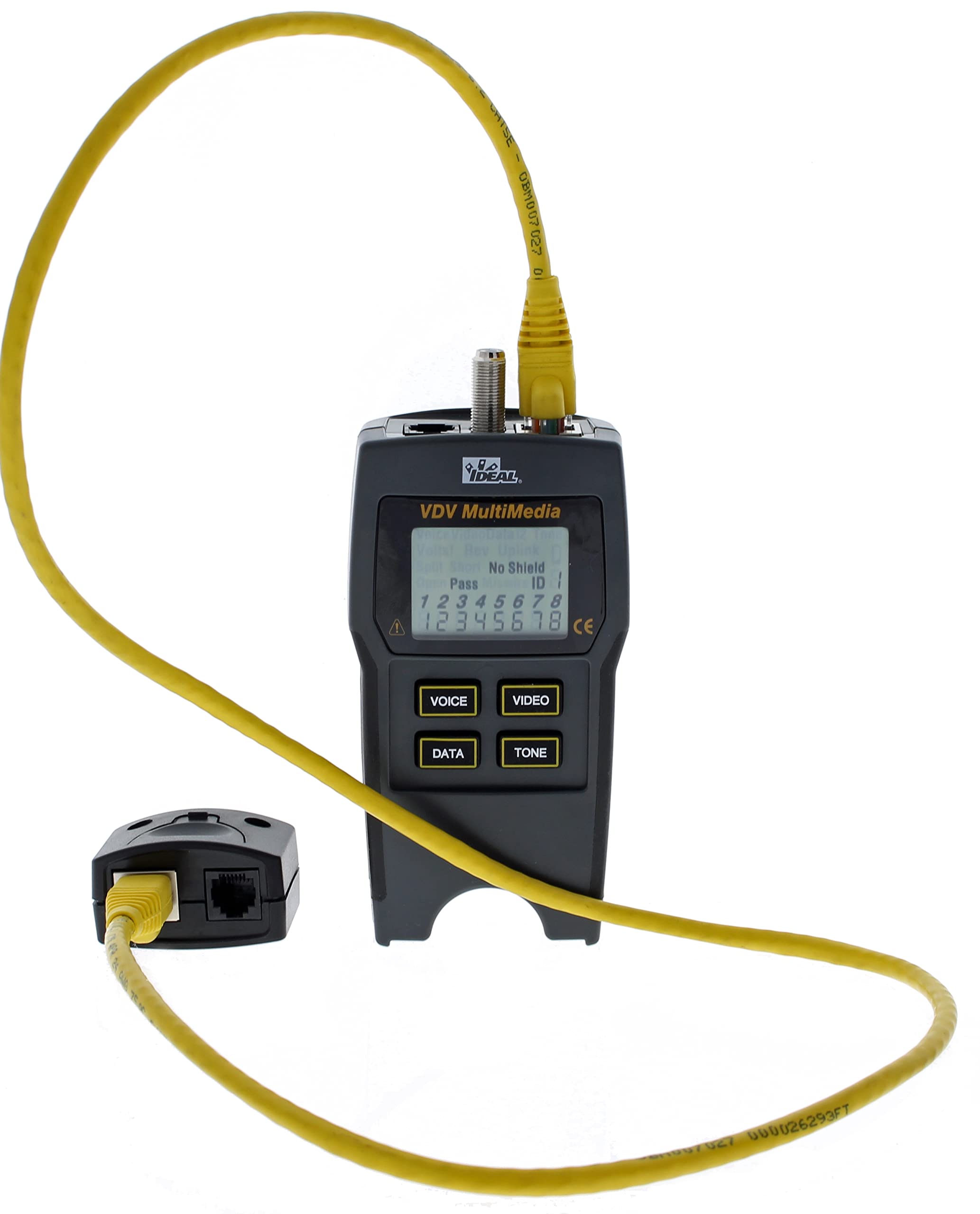 IDEAL INDUSTRIES INC. 33-856 VDV Multimedia Wiremap Tester - CAT3/5e/6/6A & RG-59/6/6 Quad Cable Tester for Voice/Data/Video Networks - Perfect for IT Technicians & Network Installations