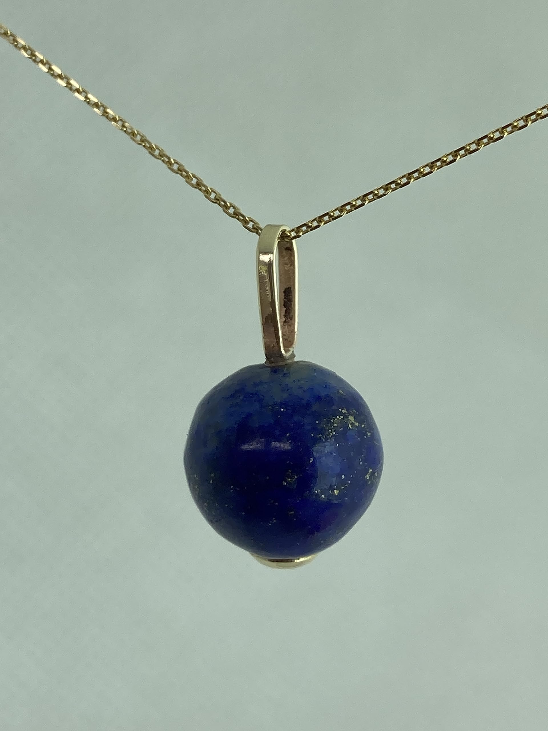 Natural Lapis Lazuli 9ct Solid Yellow Gold Pendant Necklace - Round Blue Gemstone Jewelry for Women, Gift for Her, Birthday & Anniversary Present