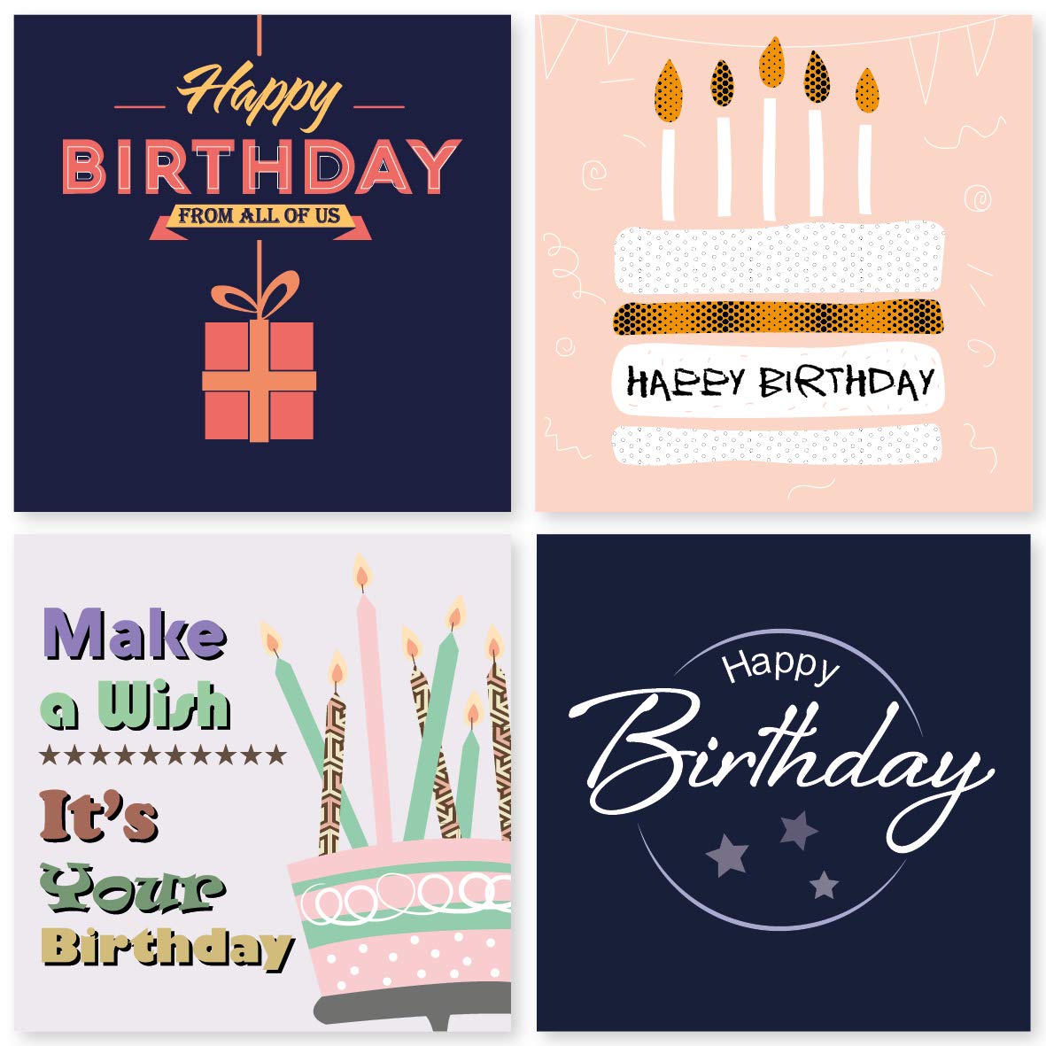 24-Pack Mixed Birthday Cards with Envelopes - Blank Inside Happy Birthday Greeting Cards for All Ages - Perfect for Parties, Gifts & Celebrations