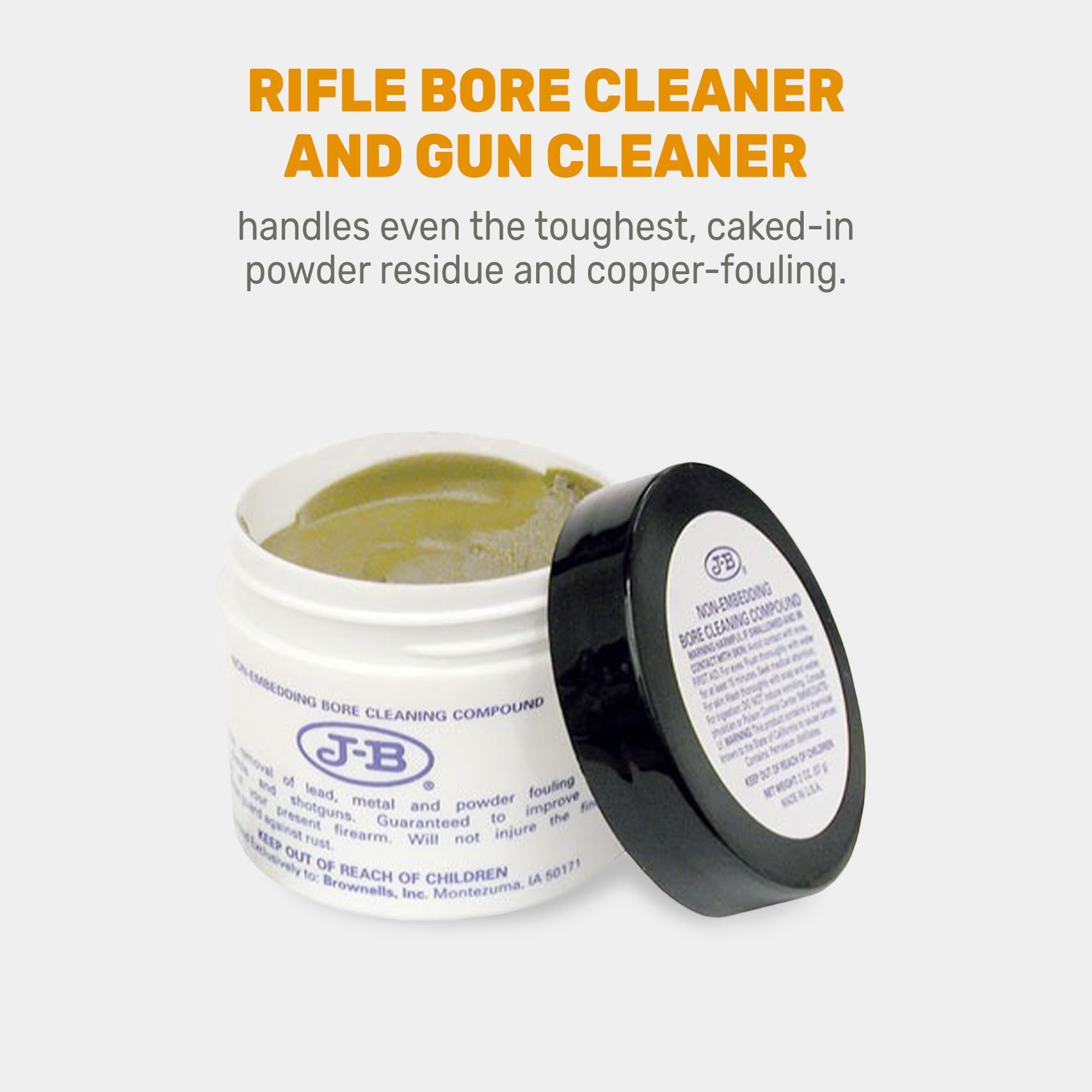 Brownells J-B Non-Embedding Bore Cleaning Compound - Gun Barrel Cleaner Solvent & Oil-Paste for Firearm Maintenance - Gunsmithing Tools & Cleaning Supplies - 2 oz (57g) Jar - Perfect for Rifle, Pistol & Shotgun Barrel Cleaning at Home or Range