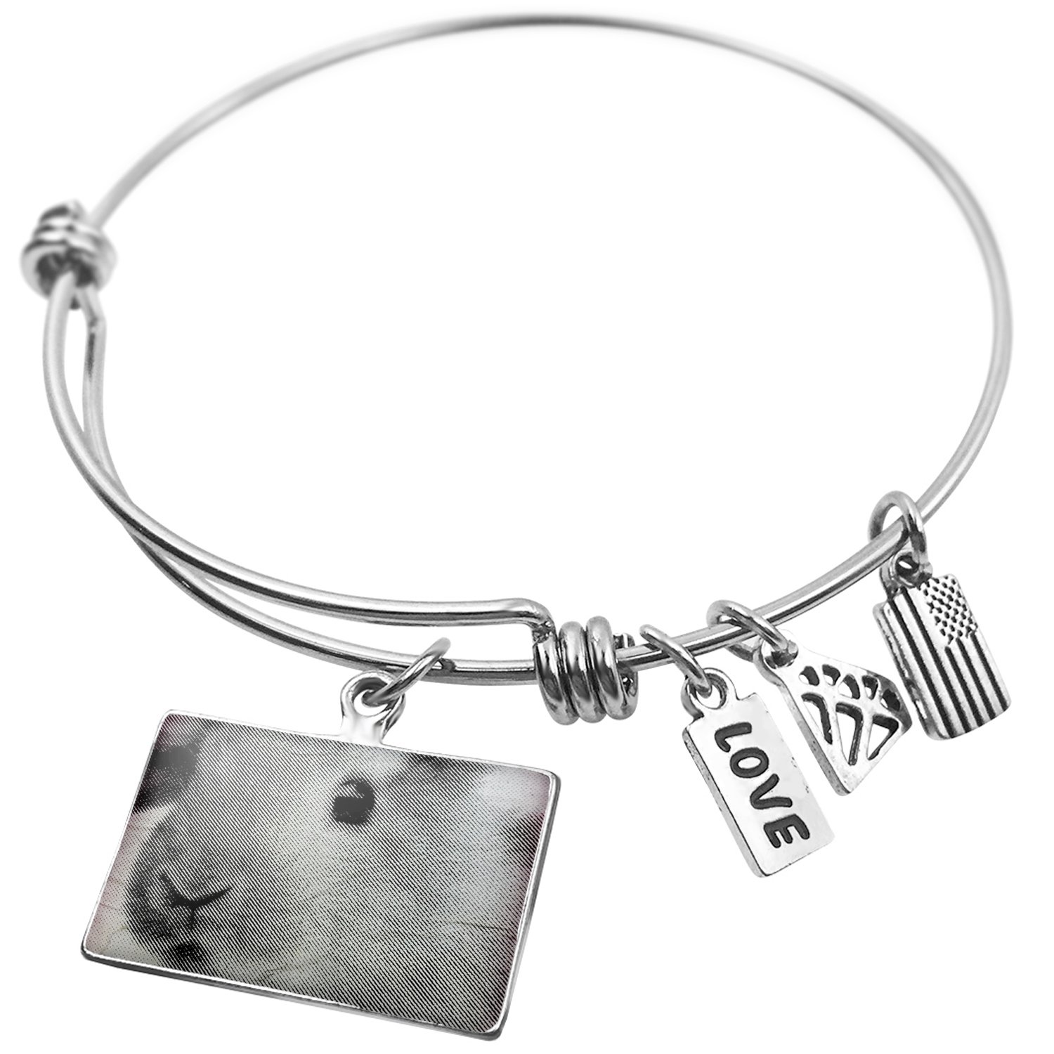Expandable Wire Bangle Bracelet with Bunny Rabbit Charm - Adjustable Cute Animal Jewelry for Women & Girls - Perfect for Everyday Wear, Gifts & Special Occasions