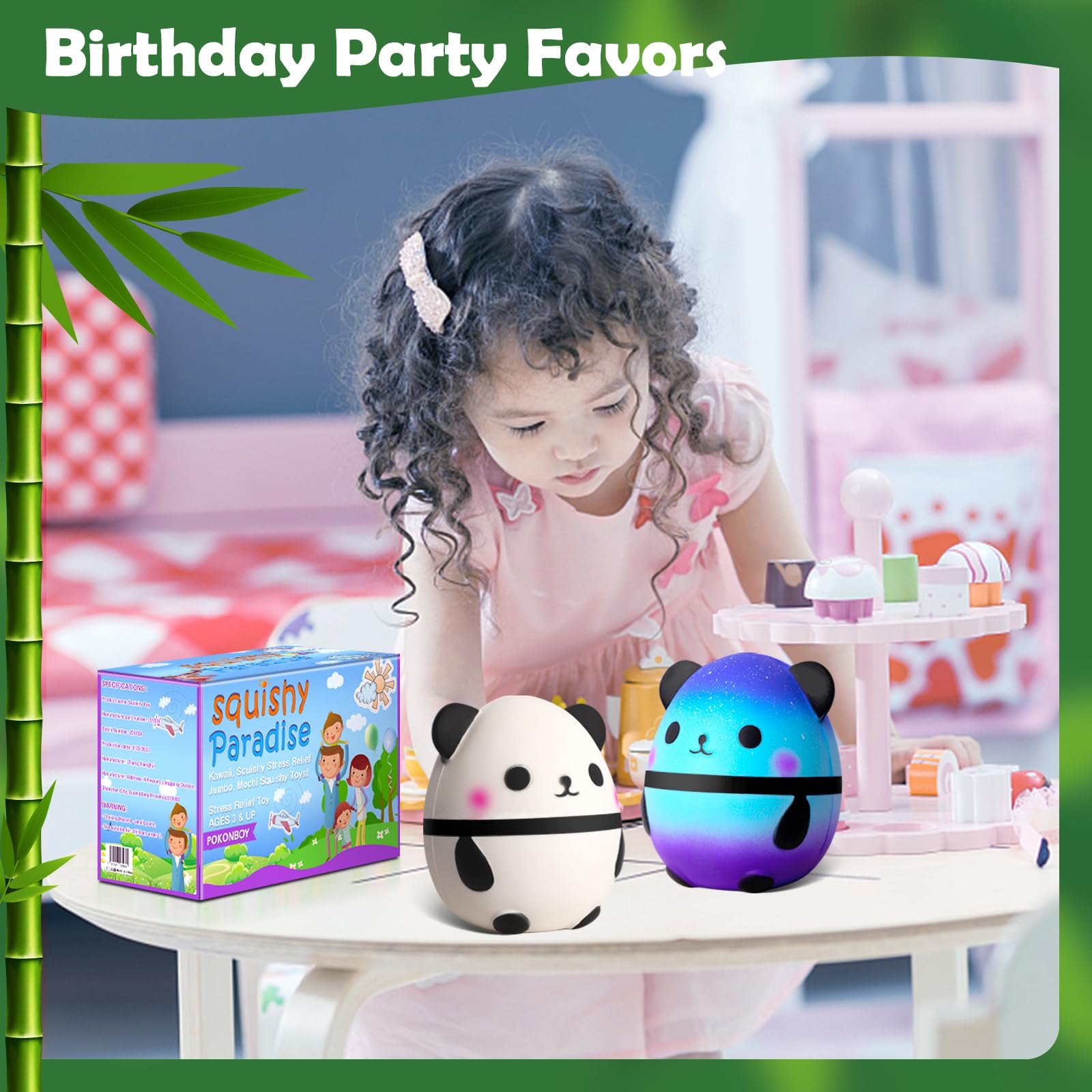 Jumbo Panda Squishy Toys - 2 Pack Kawaii Stress Relievers for Kids Birthday Parties & Gifts