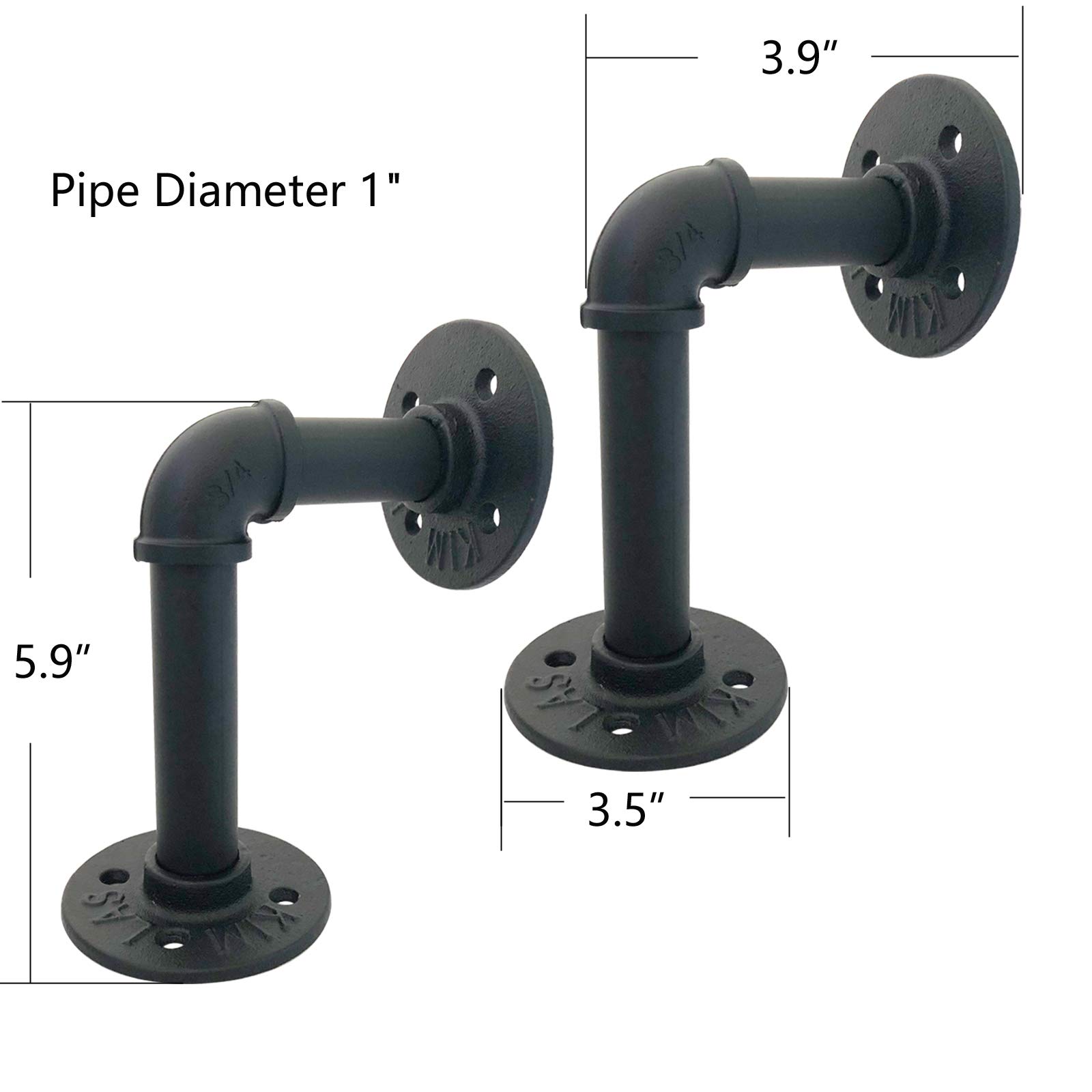 10-Pack Heavy Duty Iron L Pipe Shelf Brackets (3.9