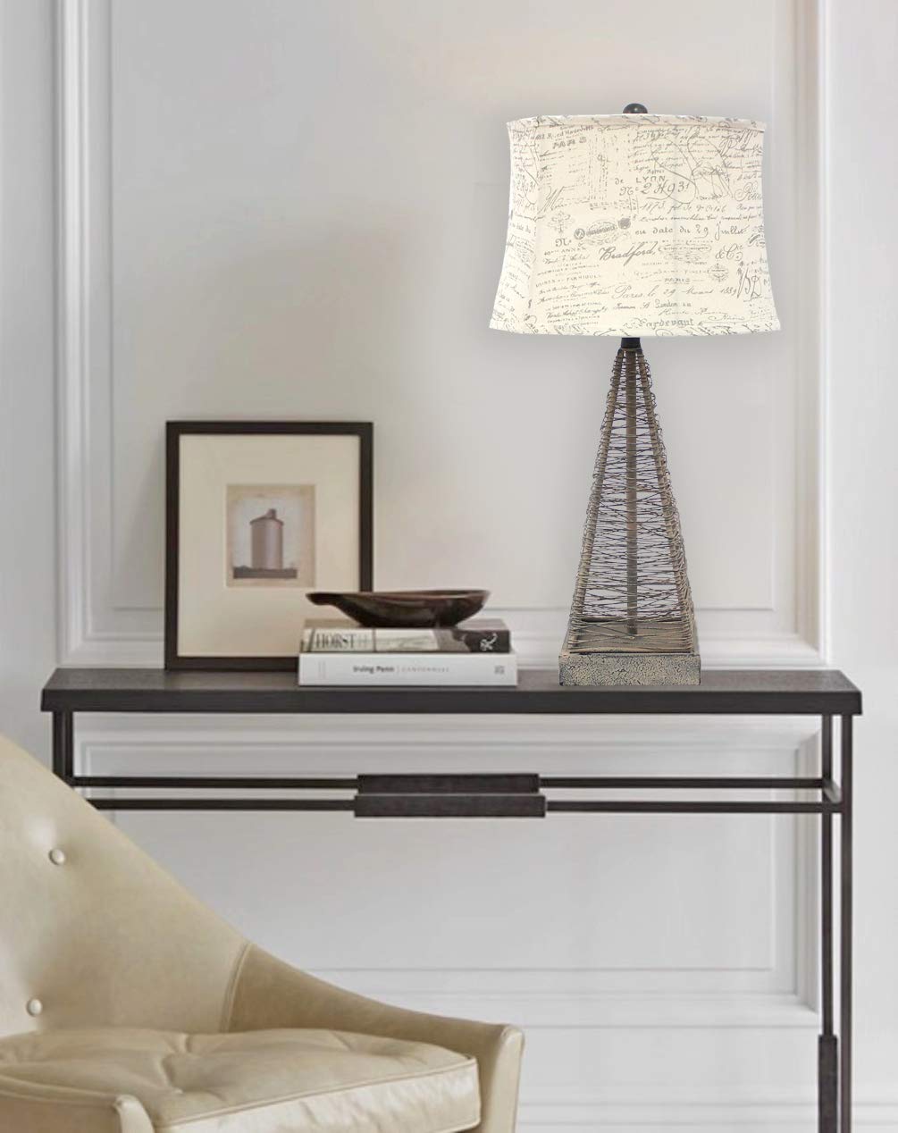 Teton Home TL-023 Modern Table Lamp in Tan - Perfect for Bedroom, Living Room & Office Decor