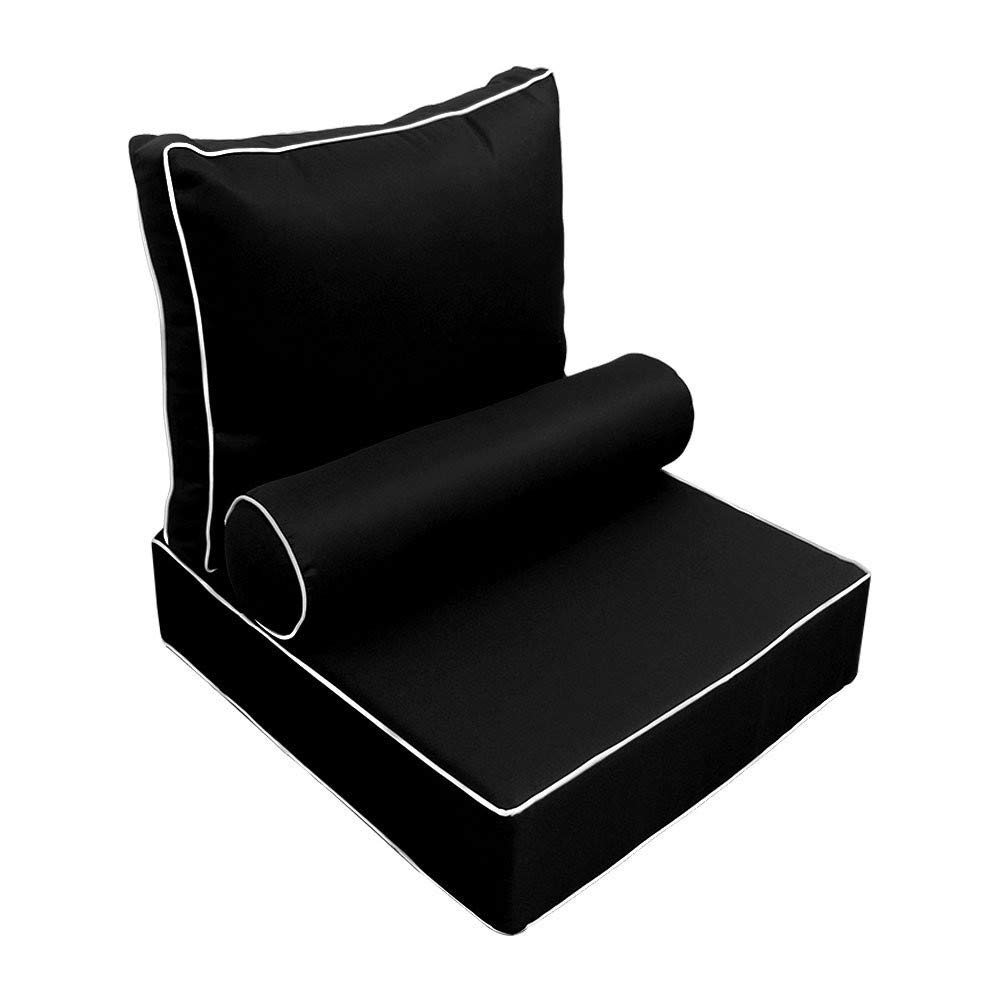 AD109 Contrast Pipe Trim Small 23x24x6 Deep Seat Back Rest Bolster Cushion Insert Slip Cover Set for Sofa, Chair & Home Decor - Comfortable Living Room & Bedroom Accent Pillow Covers