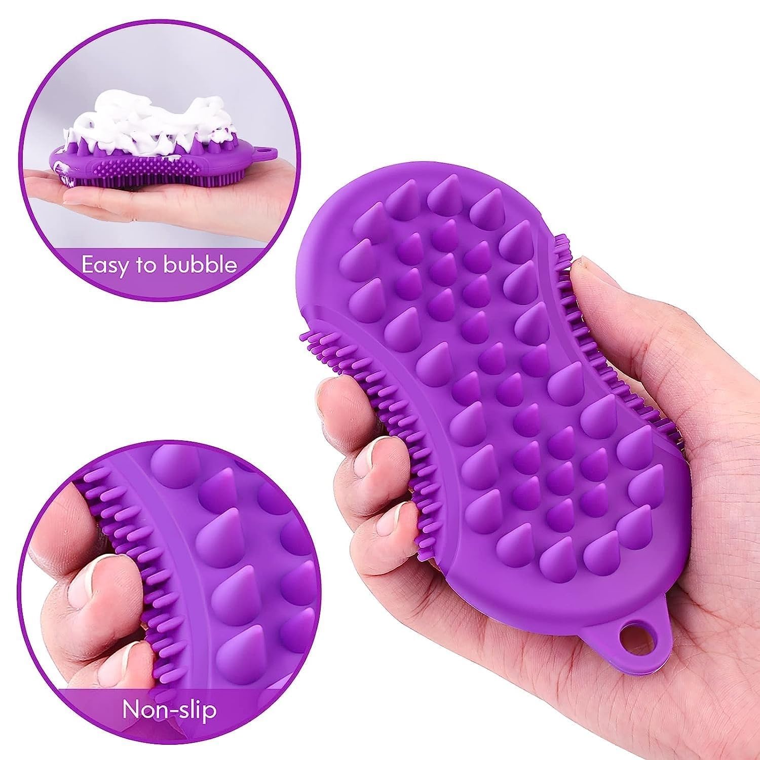 TERXA Silicone Body Scrubber - Exfoliating Bath Brush with Soft Bristles for Smooth Skin | Scalp Massager & Shower Brush | Perfect for Sensitive Skin & Spa Days (Pack of 1, Multicolor) | Ideal for Daily Shower, Exfoliation & Relaxing Massage