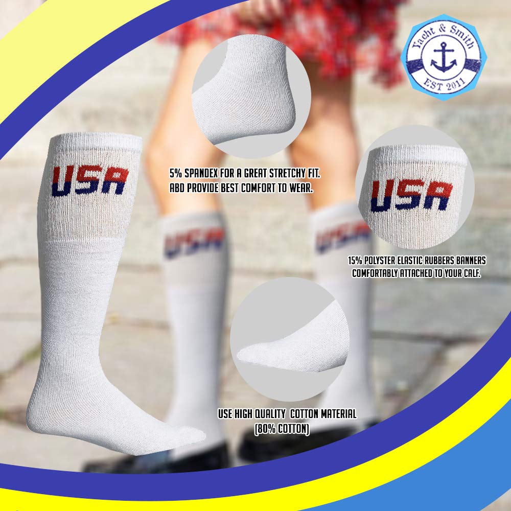 Yacht & Smith USA Pride Wholesale Cotton Socks for Men, Women & Kids - Patriotic American Flag Themed Crew Socks | Perfect for 4th of July, Memorial Day & Everyday Wear