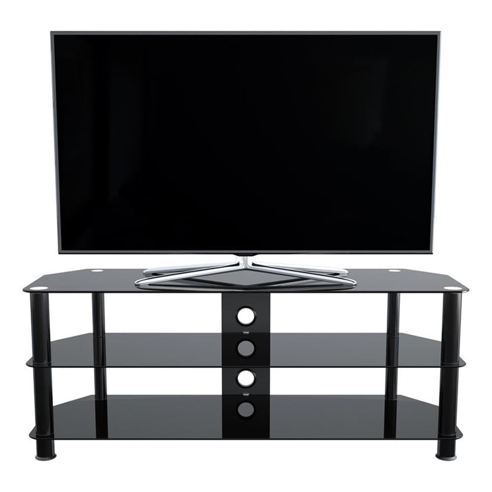 AVF Black Transitional Steel & Glass TV Stand for 39-60 Inch Flat Screens - Perfect for Living Rooms, Bedrooms & Home Theaters