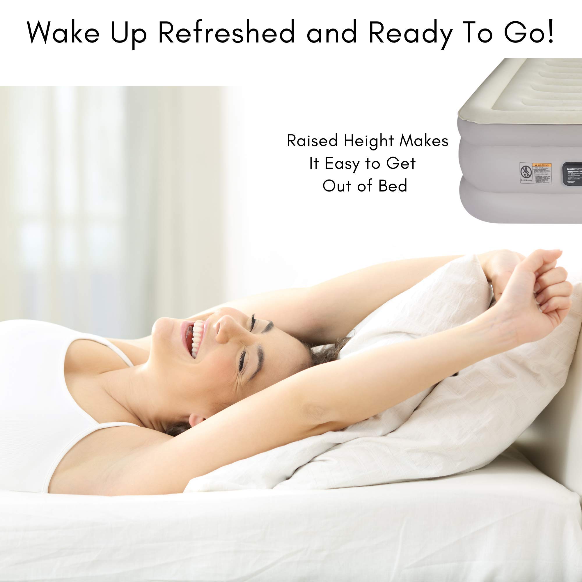 Aria Queen Inflatable Air Mattress with Built-in Pump - Self-Inflating Air Bed for Home, Camping & Guest Use - Maintains Perfect Firmness for All-Night Comfort - Ideal for Indoor Sleepovers, Outdoor Adventures & Temporary Guest Beds