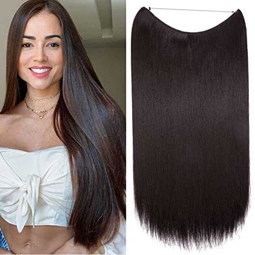 Premium Curly Synthetic Invisible Wire Hair Extensions - Seamless Clip-In Extensions for Volume & Length - Perfect for Parties, Weddings & Everyday Styling