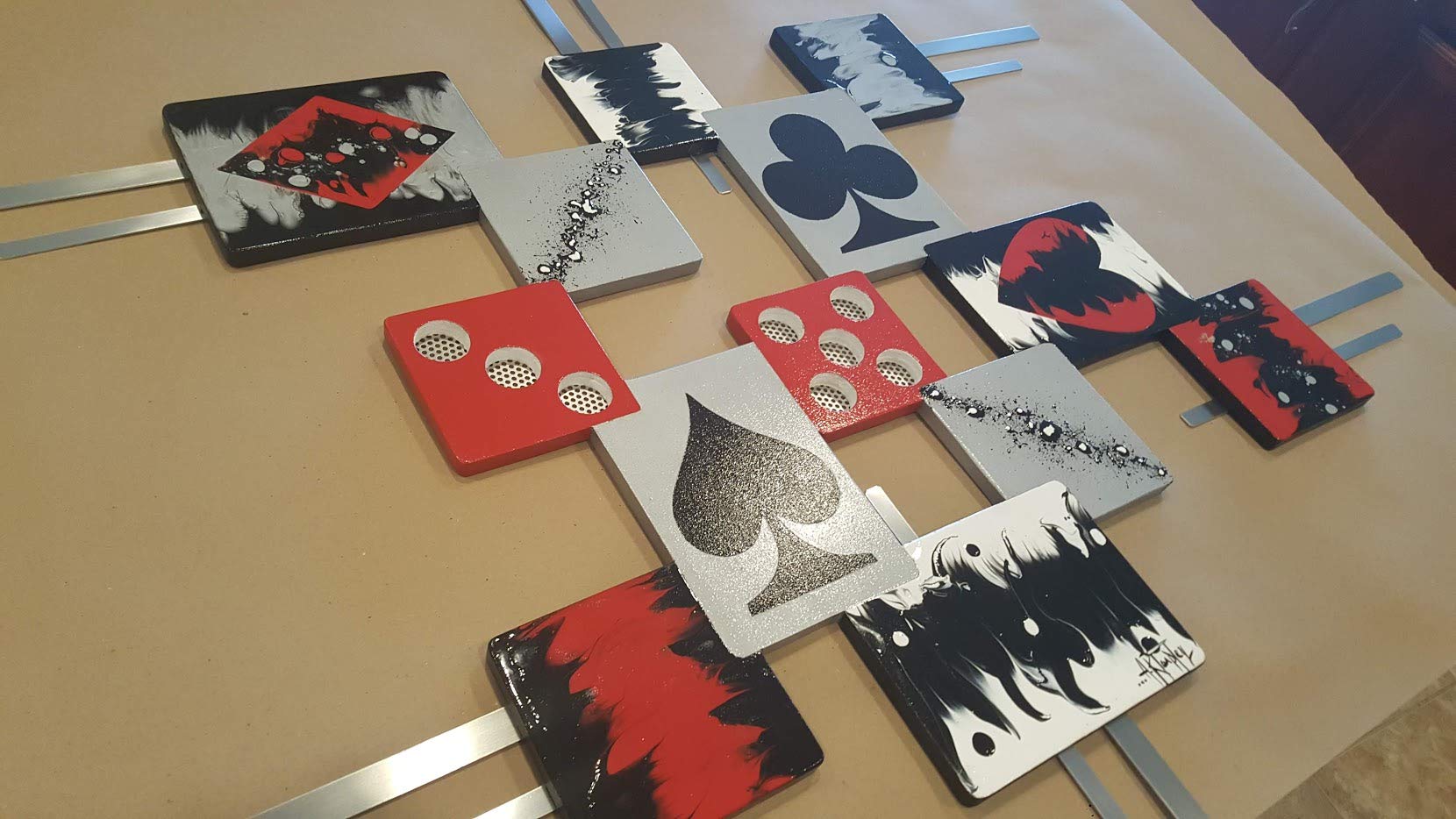Wood & Metal Playing Cards Wall Art - Unique Card Sculpture Game Theme Home Decor by Diva Art69 - Perfect for Game Rooms, Man Caves & Poker-Themed Interior Design
