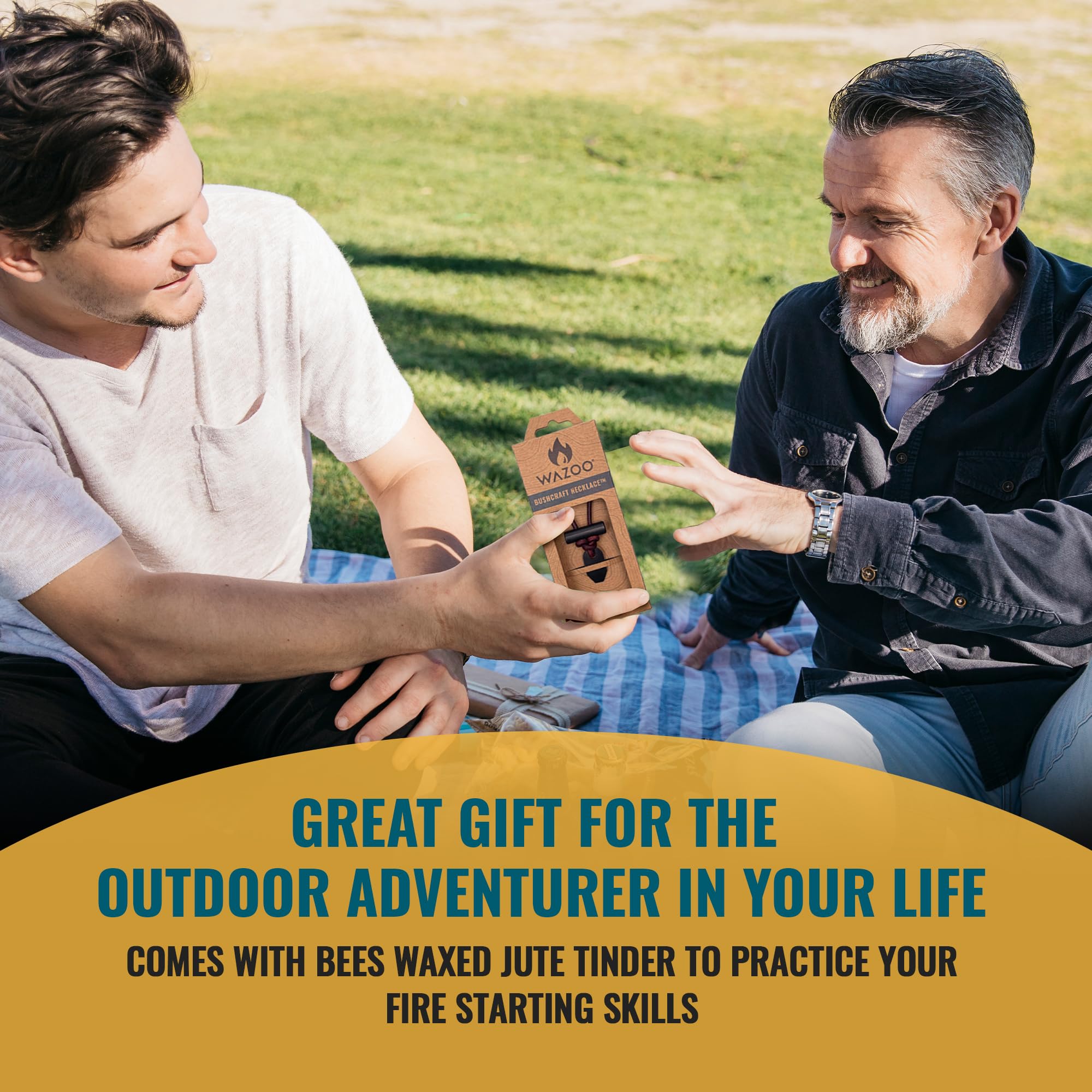 Wazoo The Bushcraft: Original Fire Starter Necklace - Handmade Survival Gear for Men, Weatherproof Outdoor Accessory, Adjustable Leather Knot Design | Perfect for Camping, Hiking & Emergency Preparedness