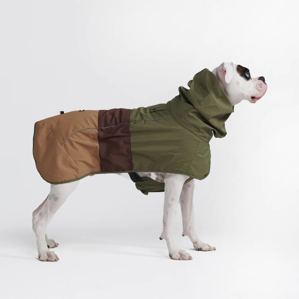 Waterproof Green & Tan Raincoat for Men & Women - Lightweight Windproof Outdoor Jacket for Hiking, Camping & Travel