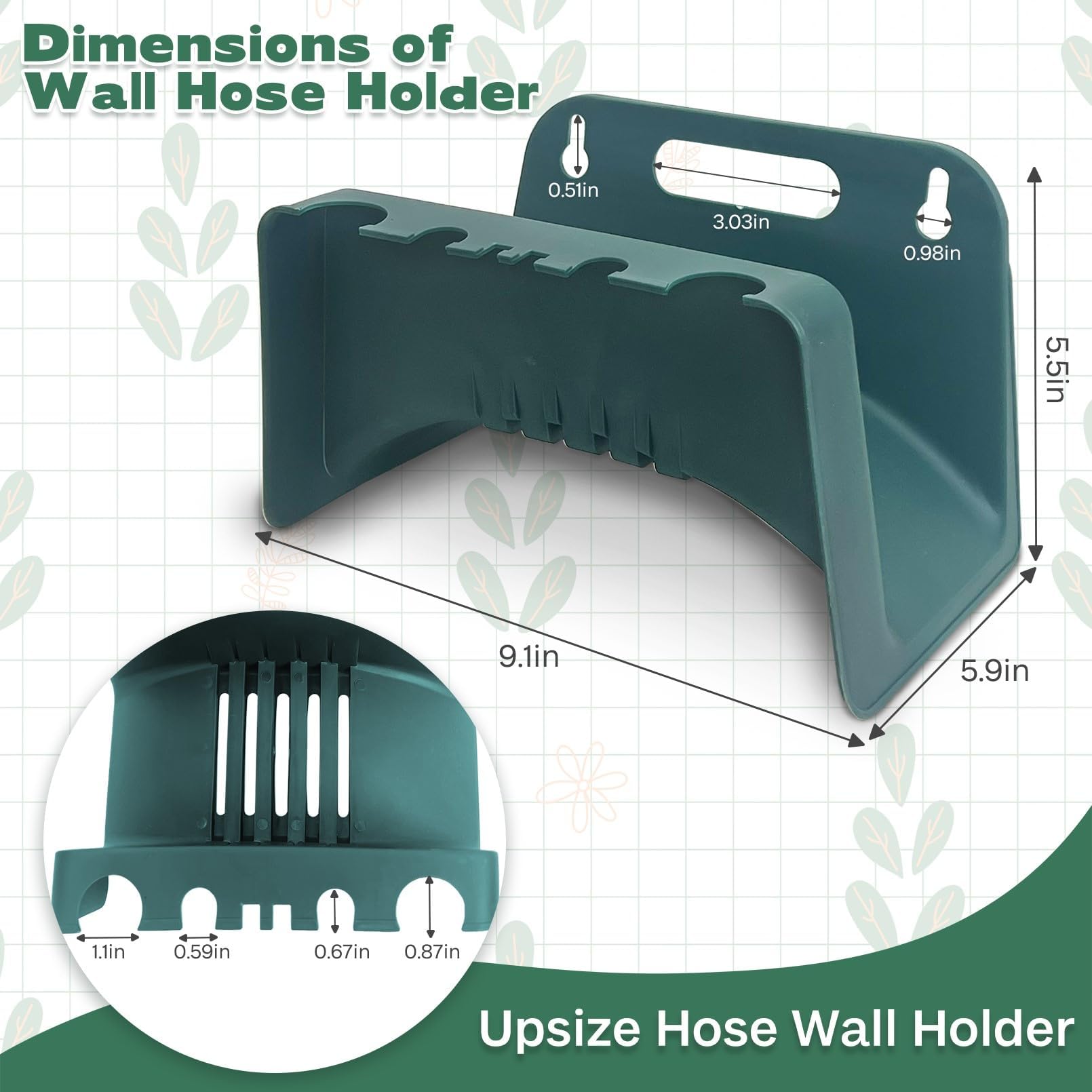 Kathson Garden Hose Hanger - Heavy Duty Wall Mount Hose Reel Organizer with Bracket | Durable Plastic Water Hose Storage Holder for Outdoor Yard, Lawn & Garden Use