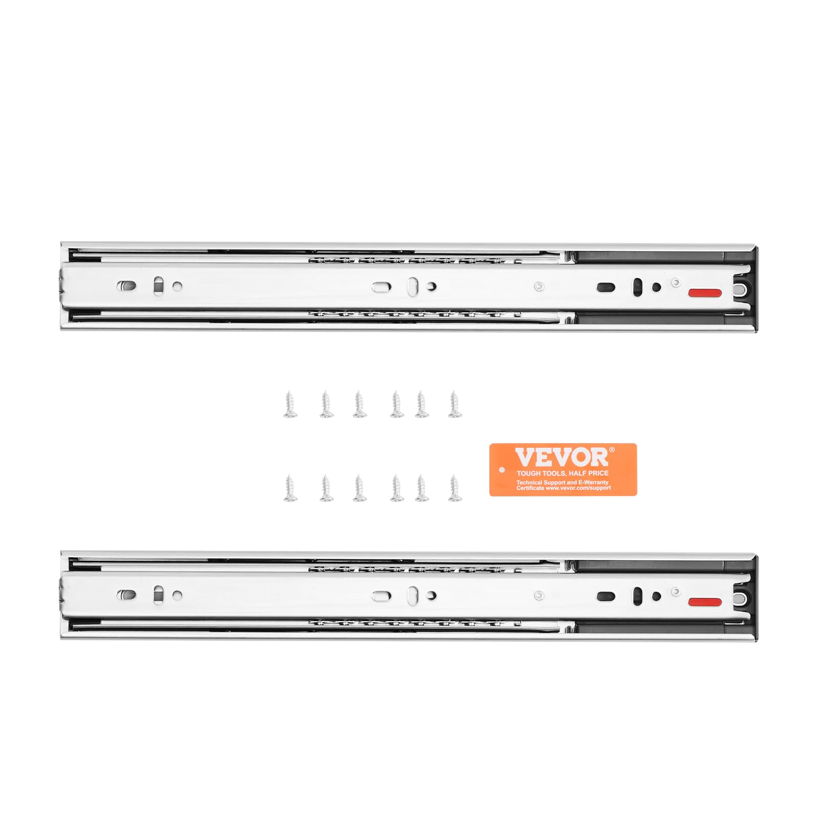 VEVOR 20 Inch Soft-Close Drawer Slides - 10 Pairs Heavy Duty Side Mount Rails, Full Extension Steel Ball Bearing Tracks for Kitchen Cabinets, Noiseless Glides with 100 Lbs Load Capacity - Perfect for Kitchen Remodeling, Office Furniture & Storage Organization