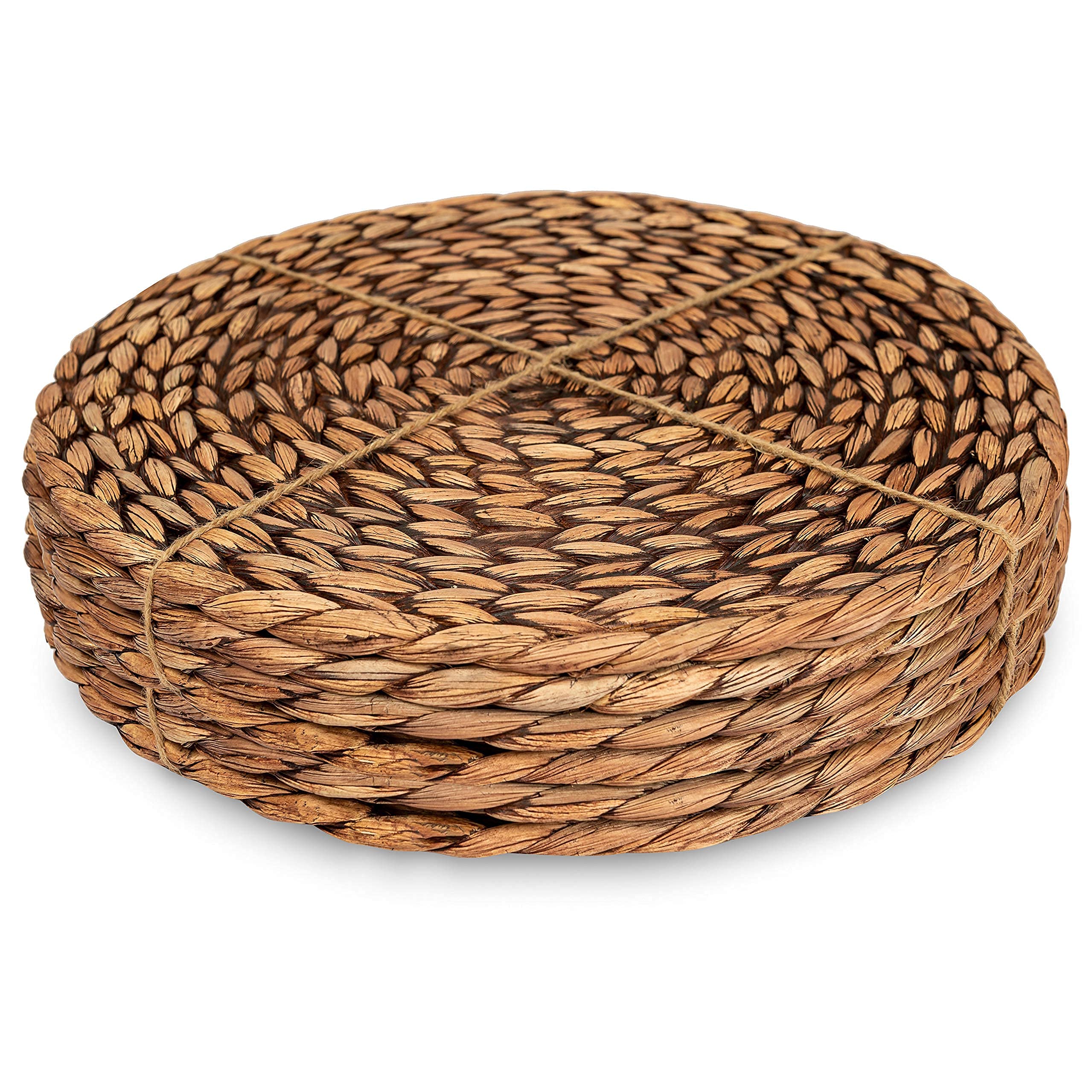 Premium Woven Round Placemats Set of 6 - 11.8