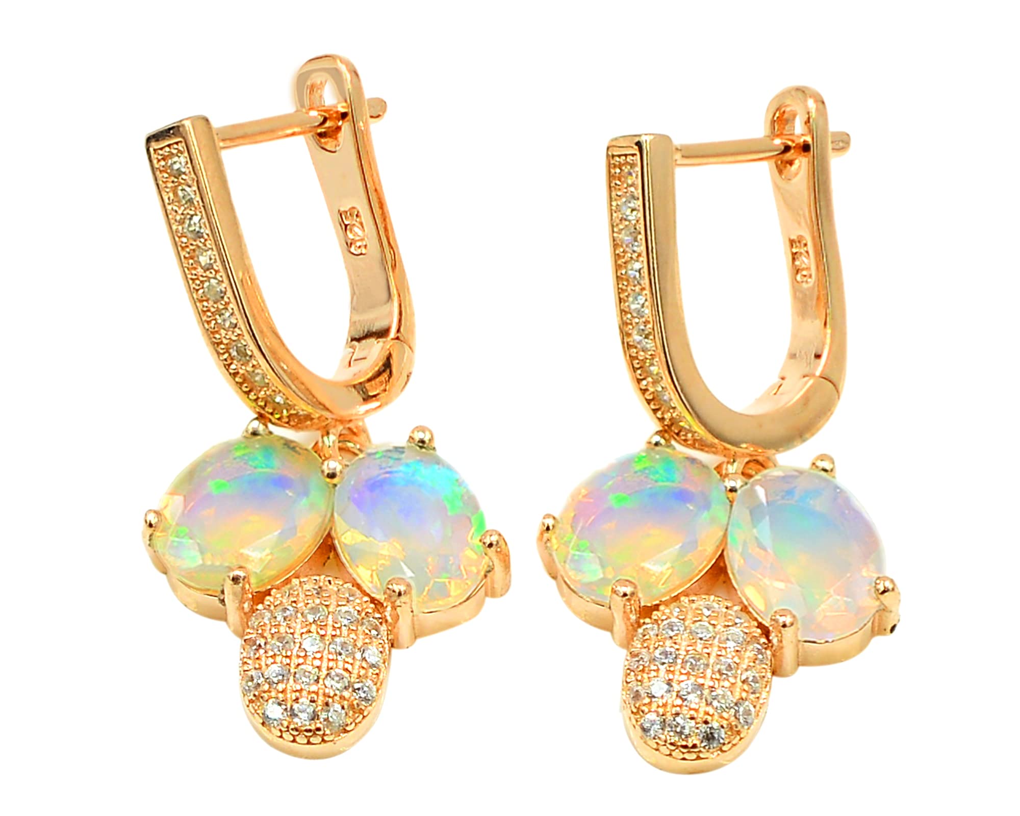 Natural Ethiopian Cut Opal Jewelry Set - 925 Sterling Silver Adjustable Necklace, Bracelet, Ring & Earrings for Women | October Birthstone Gift for Wife, Mother, Girlfriend | Perfect for Birthday, Anniversary, Wedding & Special Occasions