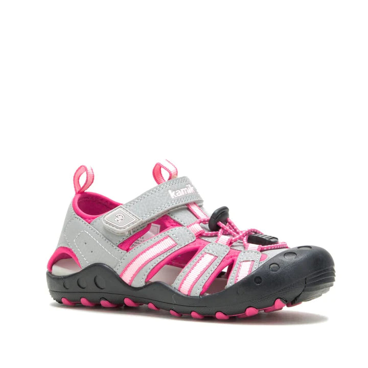 Kamik Grey & Pink Crab Toddler Sandals - Waterproof Beach & Outdoor Play Shoes for Kids - Perfect for Summer, Pool, and Park Adventures