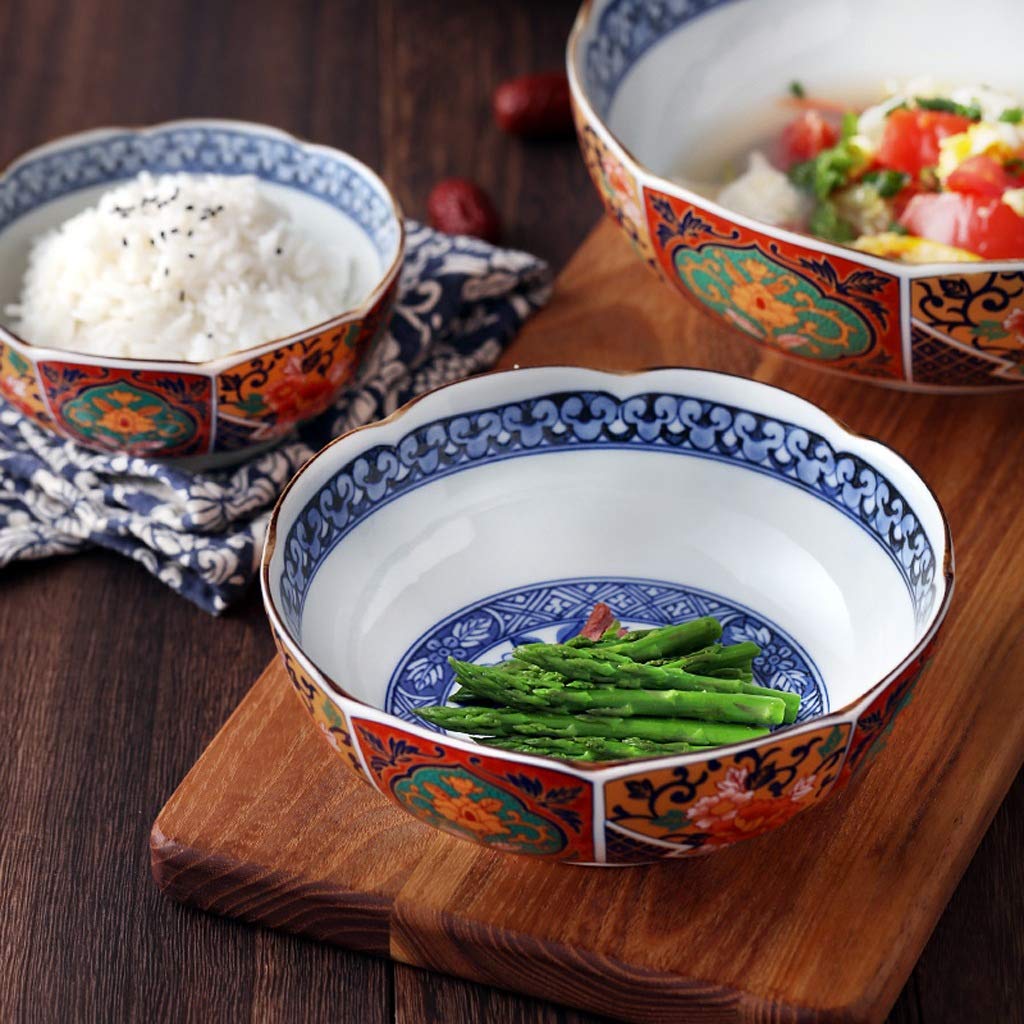 Premium Ceramic Noodle Bowls - Large Capacity Ramen Soup Bowls for Restaurants & Home Use | Durable Grain Bowls with Retro Design for Asian Cuisine, Pasta, Salad & Family Dining