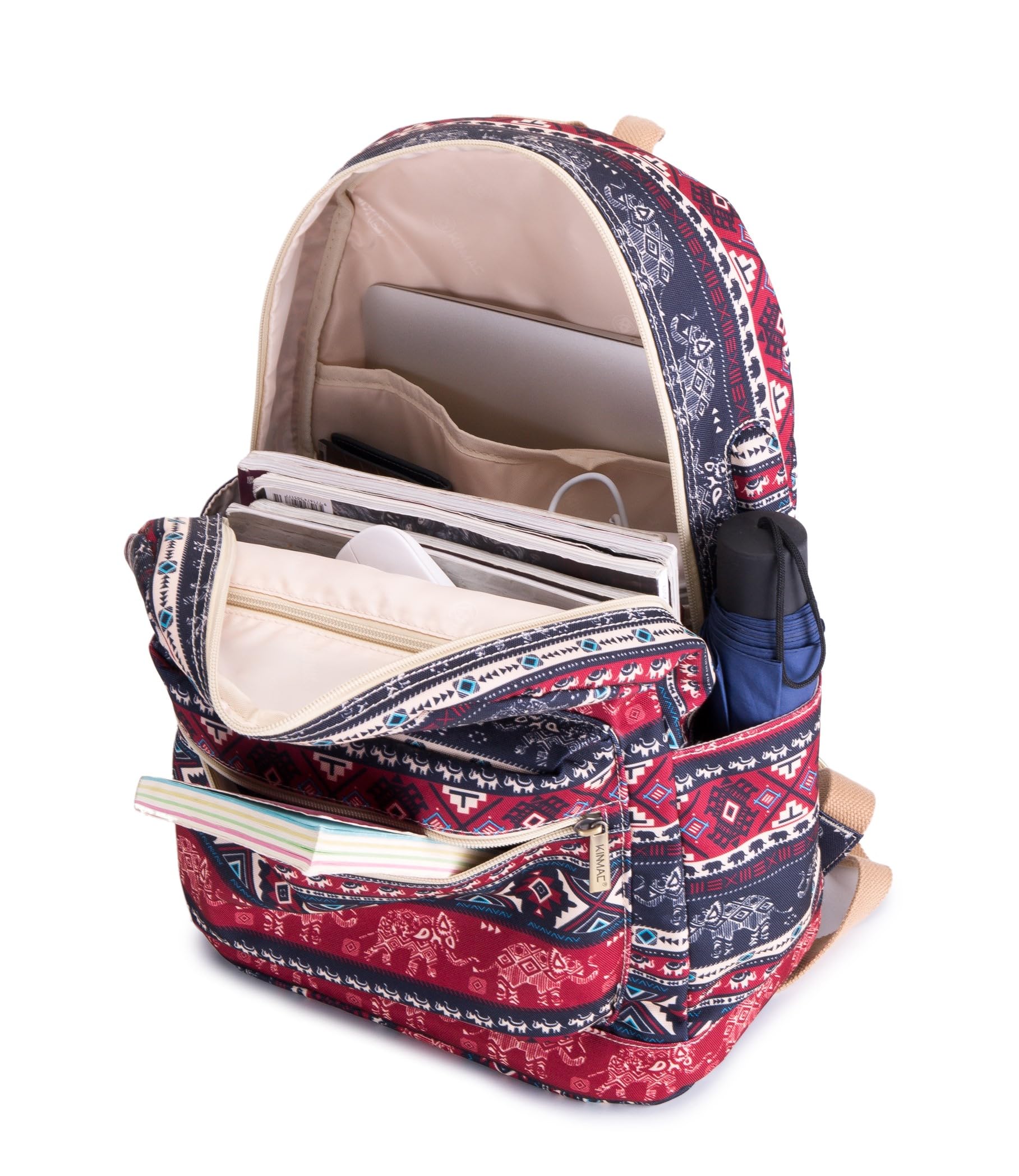 Kinmac 15.6 Inch Laptop Backpack with Built-in Massage Cushion - Ergonomic Design for Work, Travel & School (Elephant Pattern) - Perfect for Commuters, Students & Business Professionals