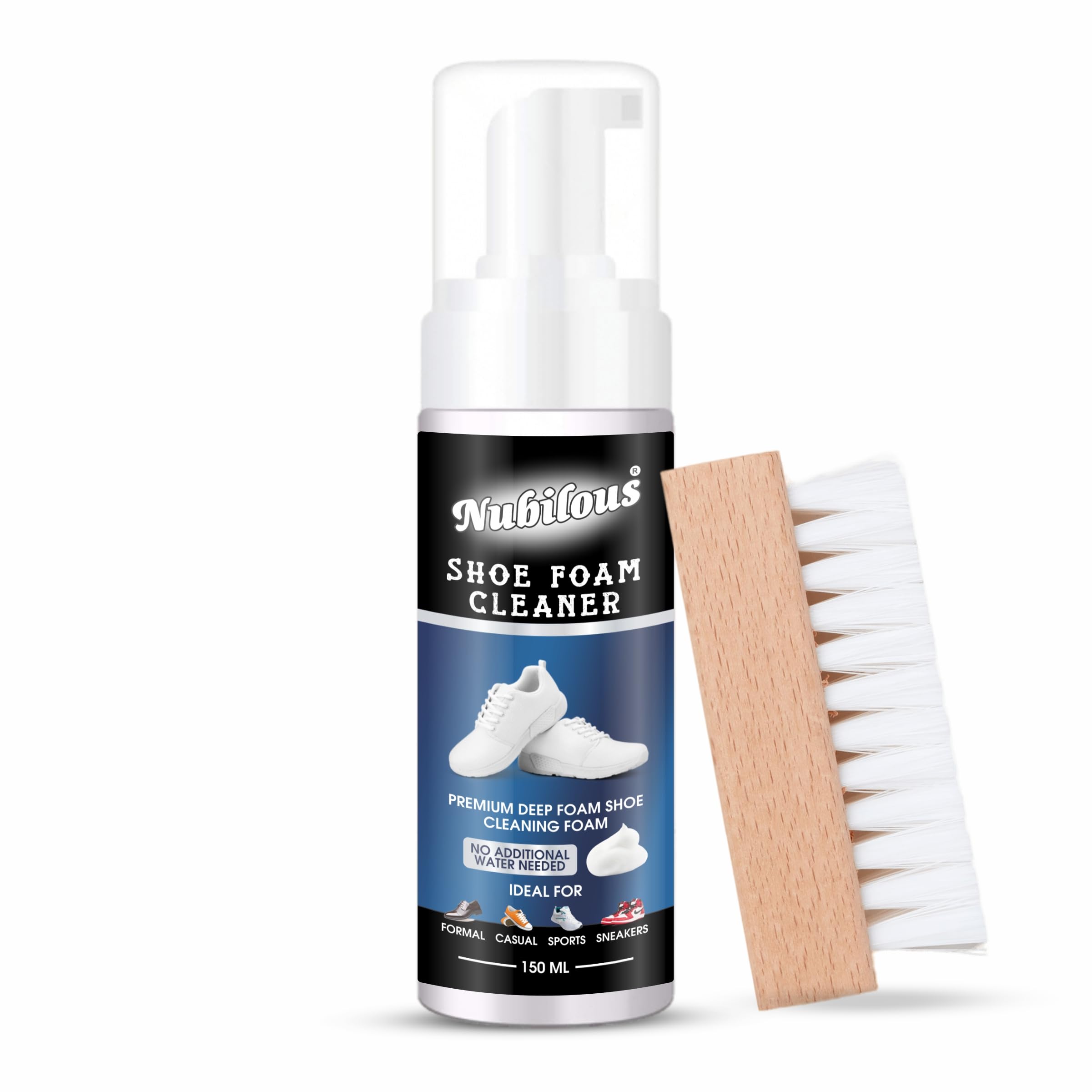 Nubilous Sneaker Cleaner for White Shoes | Foam Cleaning Kit for Nubuck, Canvas, Knit & Sports Shoes | Gentle Shoe Cleaner for Trainers, Running & Casual Wear | Perfect for Gym, Workouts & Everyday Use