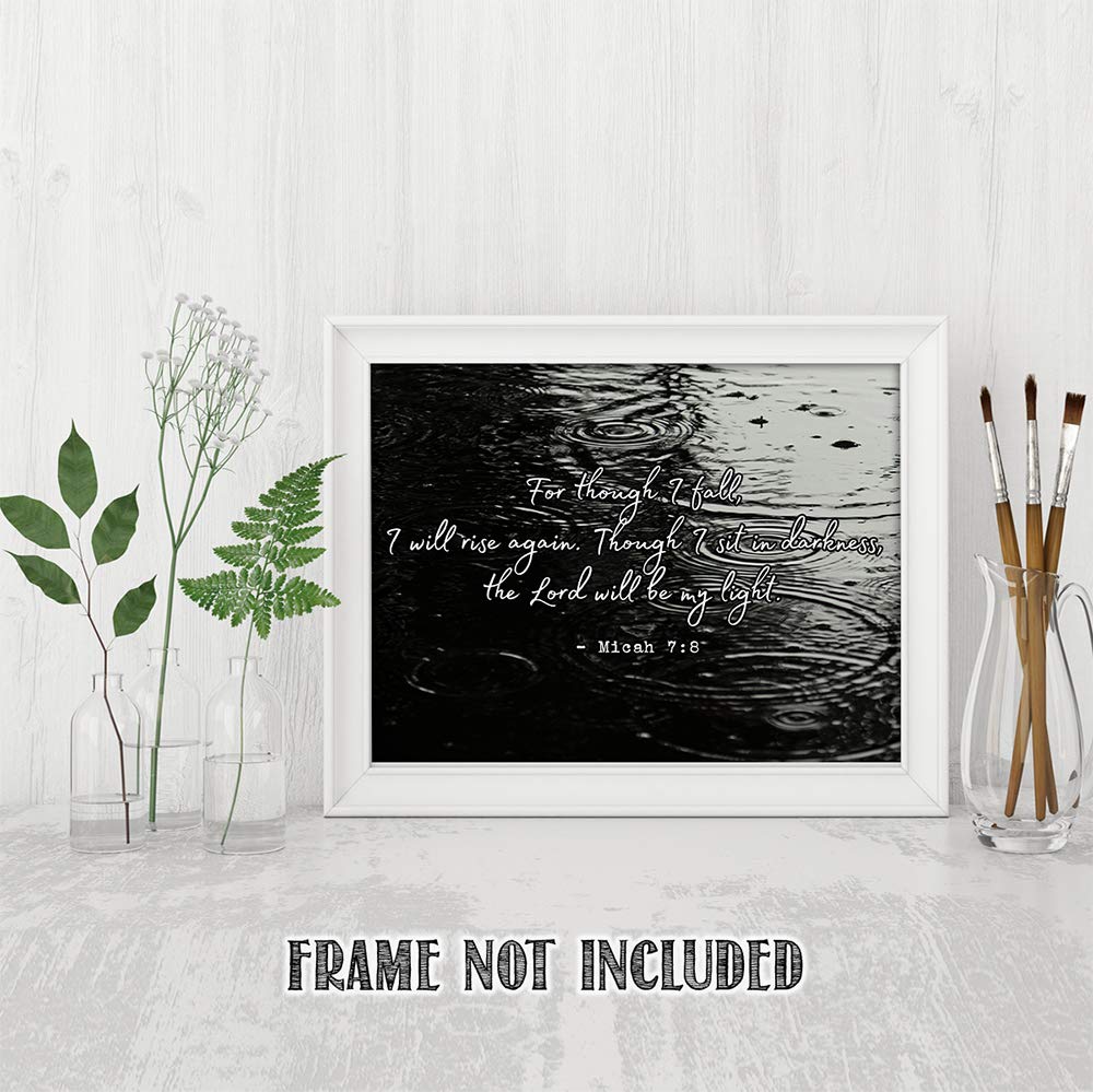 TJ Originals Micah 7:8 Bible Verse Wall Art - Inspirational Christian Scripture Print in Black & White - Perfect Religious Gift for Women - Faith-Based Home & Office Decor for Prayer Rooms, Church Gifts & Spiritual Encouragement