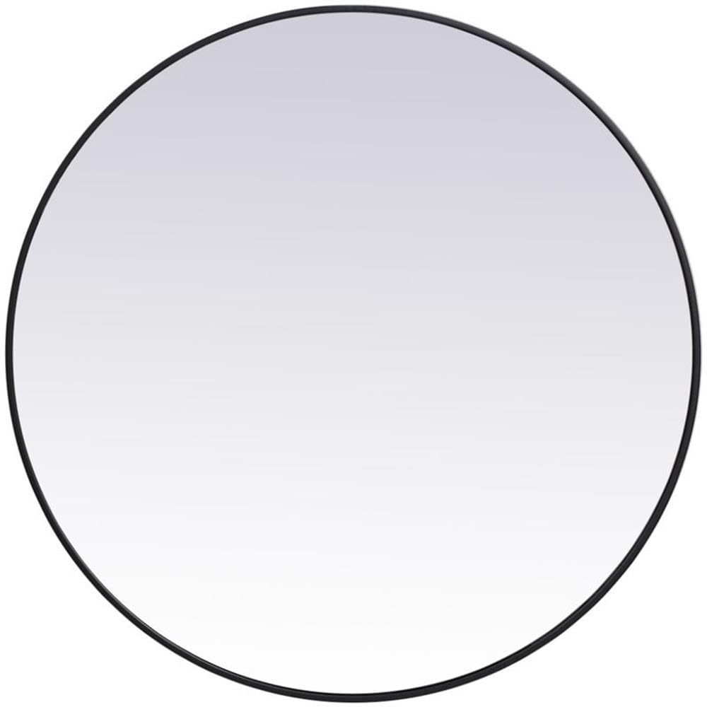 Allora 45-Inch Round Mid-Century Modern Black Metal Frame Beveled Wall Mirror - Perfect for Living Room, Bedroom, or Entryway Decor
