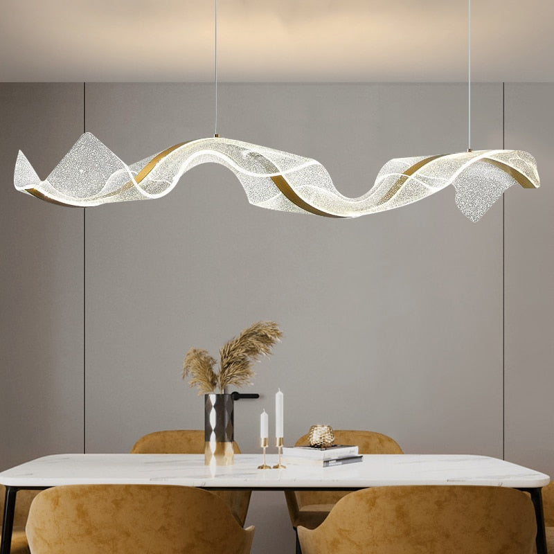 Wave LED Hanging Light - Modern Dimmable Pendant Lighting for Dining Room, Kitchen Island & Bar Counter | Energy-Efficient Indoor Ceiling Fixture for Home & Restaurant Decor