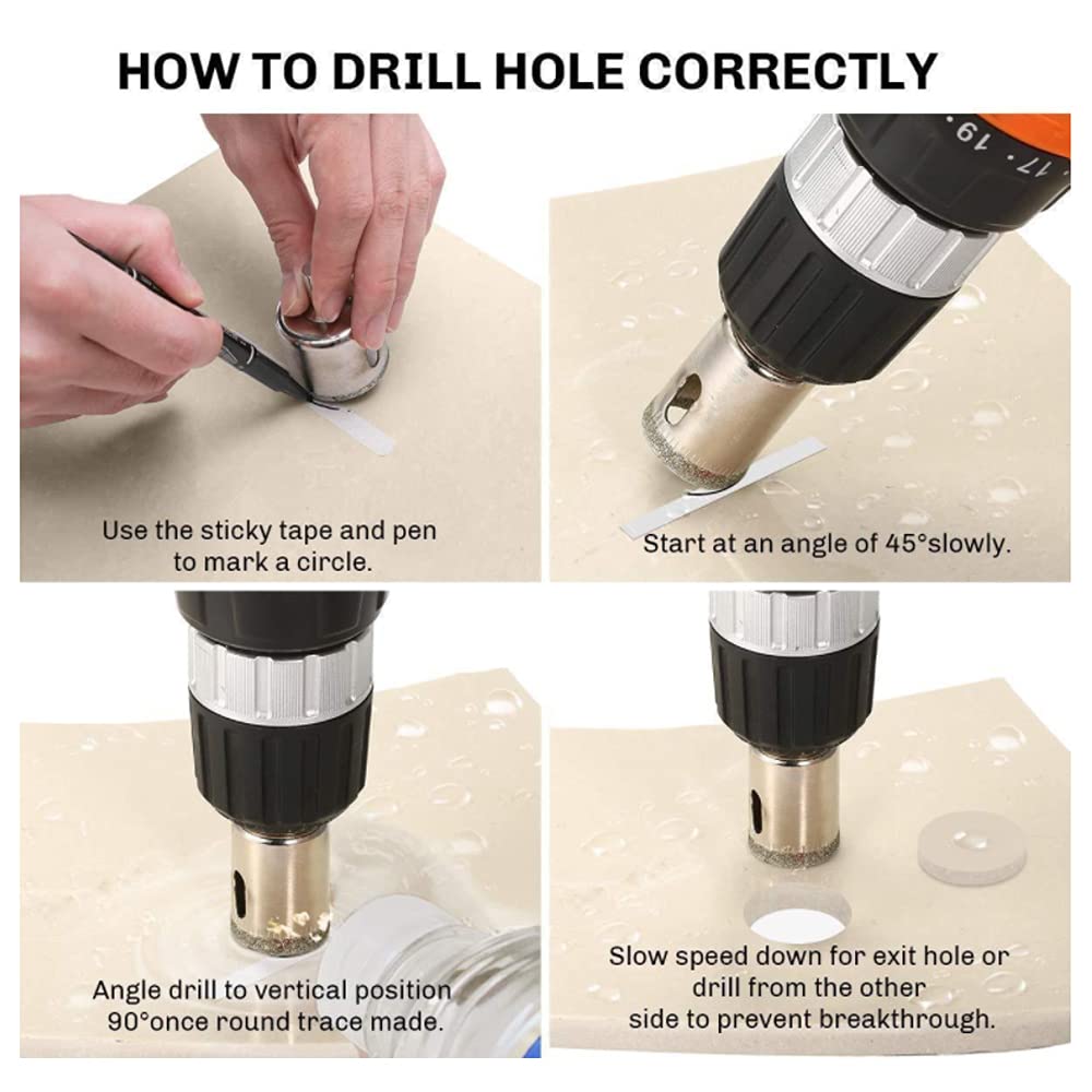 Premium 28mm Diamond Drill Bit Set - 2pcs Hollow Core Glass Hole Saw for Ceramic, Porcelain, Tile & Marble | Perfect for DIY Home Improvement, Bathroom Renovation & Craft Projects