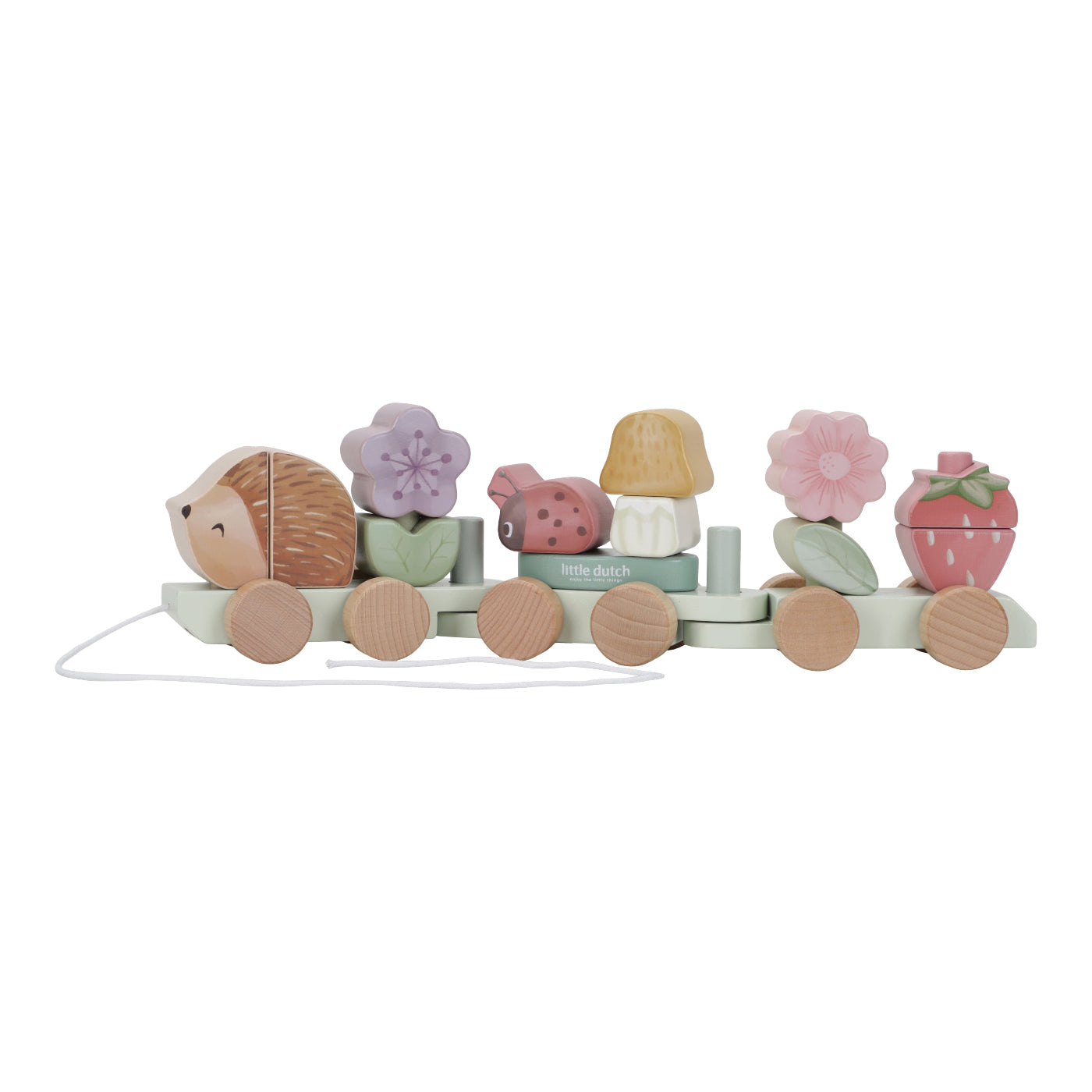 Fairy Garden Wooden Hedgehog Stacking Train Toy - Montessori Educational Stacking Blocks for Toddlers, Perfect for Imaginative Play & Kids Room Decor
