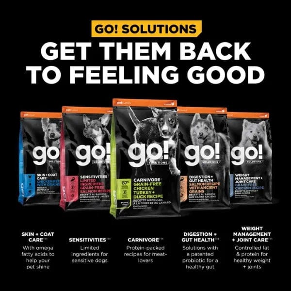 Go! Solutions Carnivore Grain-Free Dry Puppy Food - Chicken, Turkey & Duck Recipe | High-Protein Puppy Kibble for Active Dogs & Growing Puppies | Perfect for Training, Weaning & Daily Nutrition