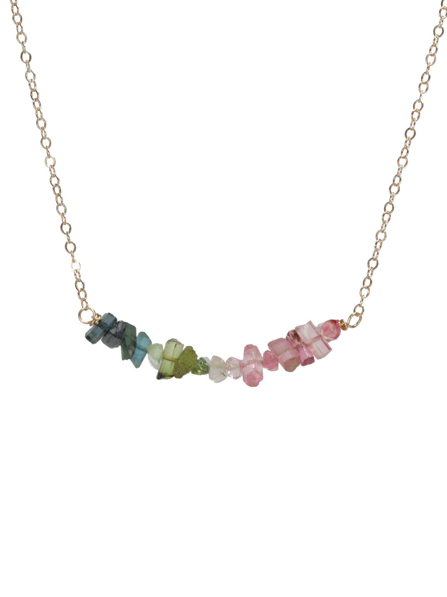 Raw Tourmaline Gemstone Bar Necklace - October Birthstone Jewelry for Women, Birthday Gift Idea, Healing Crystal Pendant for Meditation & Energy Balancing