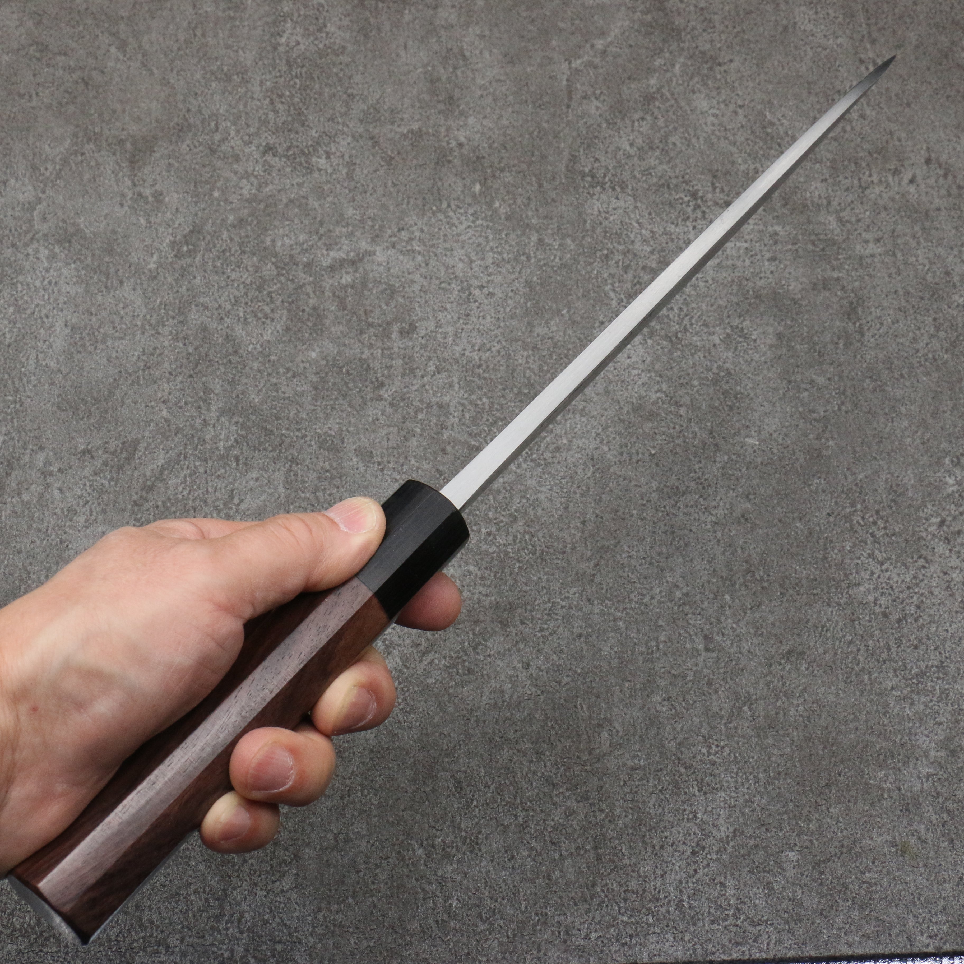 Premium Hideo Kitaoka White Steel No.2 Damascus Mioroshi Deba Knife 240mm - Japanese Chef Knife with Ebony Handle - Perfect for Sushi, Fish Filleting & Professional Kitchen Use