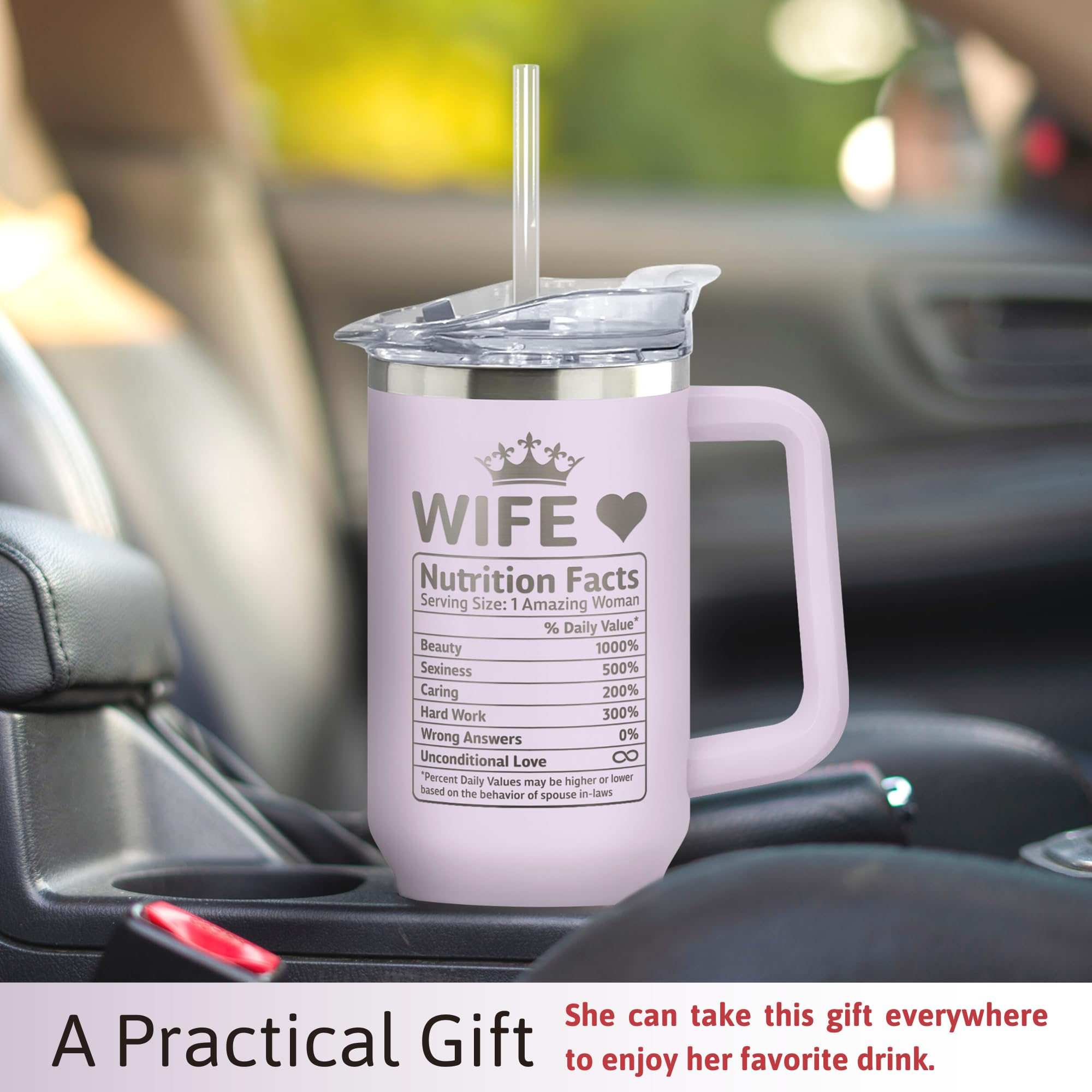 40oz Purple Stainless Steel Tumbler - Romantic Love Cup for Wife | Perfect Wedding Anniversary, Birthday, Valentine's Day, Mother's Day & Christmas Gift for Her | Insulated Travel Mug for Coffee, Tea & Cold Drinks | Ideal for Home, Office & Outdoor Use