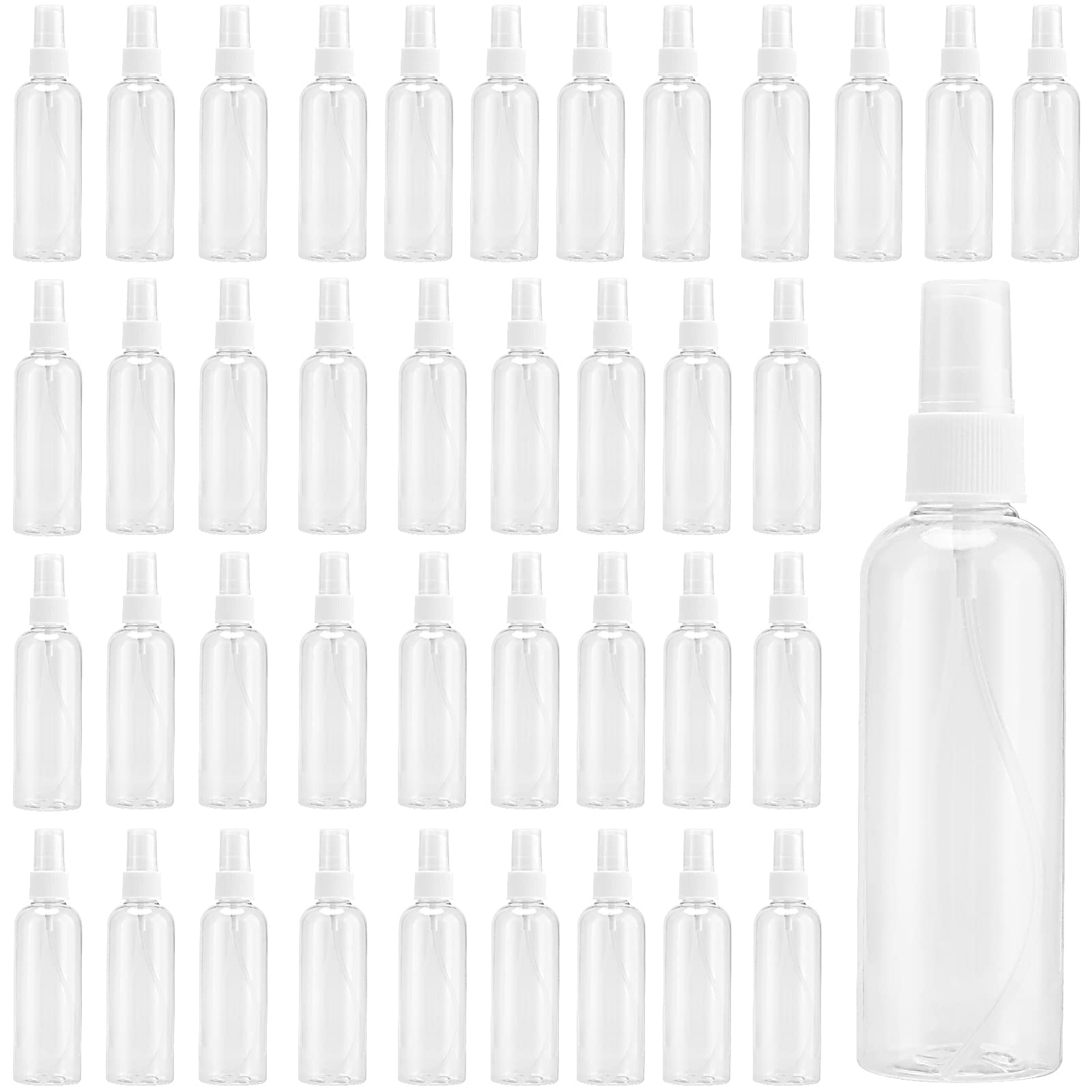 50 PCS 30ml (1oz) Clear Plastic Fine Mist Spray Bottles - Empty Refillable Travel Size Containers for Essential Oils, Hair Perfume, DIY Liquids | Perfect for Home, Salon & Travel Use