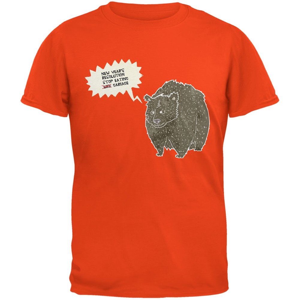 Old Glory Patriotic New Year's Resolution Stop Eating Garbage Funny Orange T-Shirt for Adults - Perfect for July 4th, Veterans Day & American Pride Events