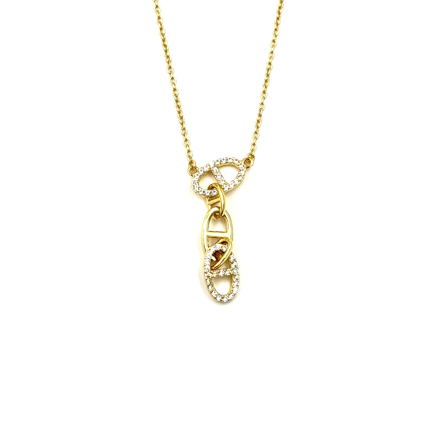 Ashley Gold Sterling Silver Gold Plated CZ Drop Bottle Cap Necklace - Elegant Jewelry for Women, Perfect for Parties, Weddings & Date Nights