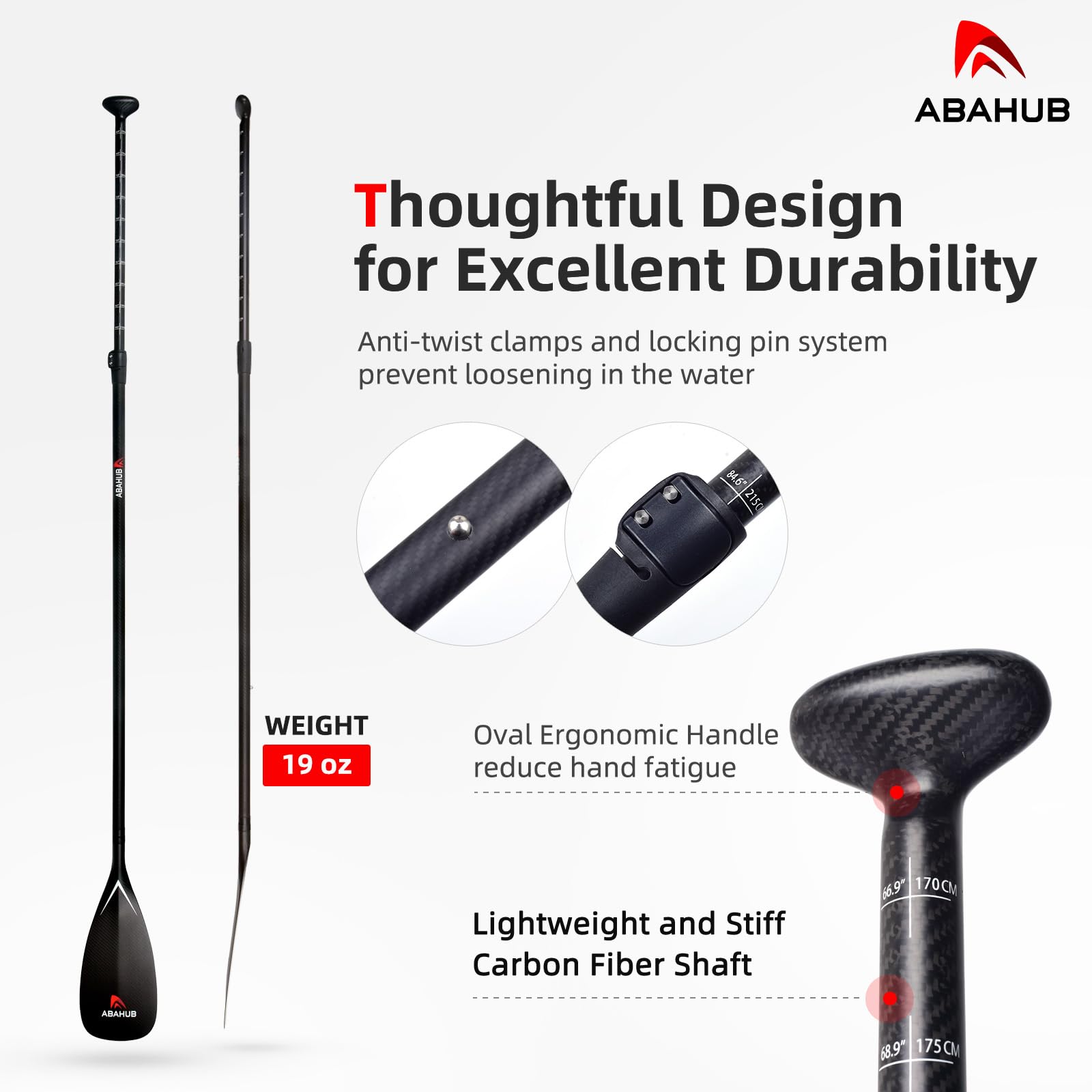 Premium Carbon Fiber SUP Paddle - Adjustable 3-Section 67