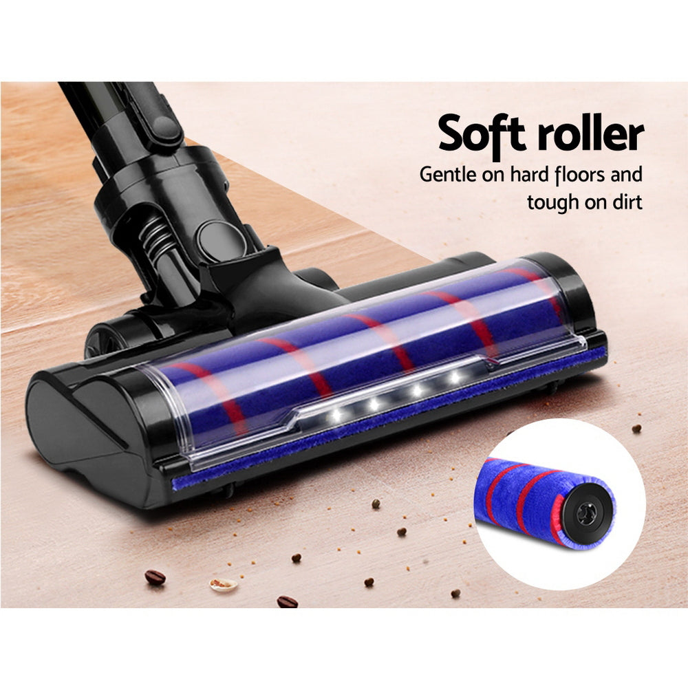 Devanti 150W Cordless Stick Vacuum Cleaner with Roller Brush - Lightweight Purple Vacuum for Hardwood Floors, Carpets & Pet Hair - Perfect for Home, Office & Car Cleaning