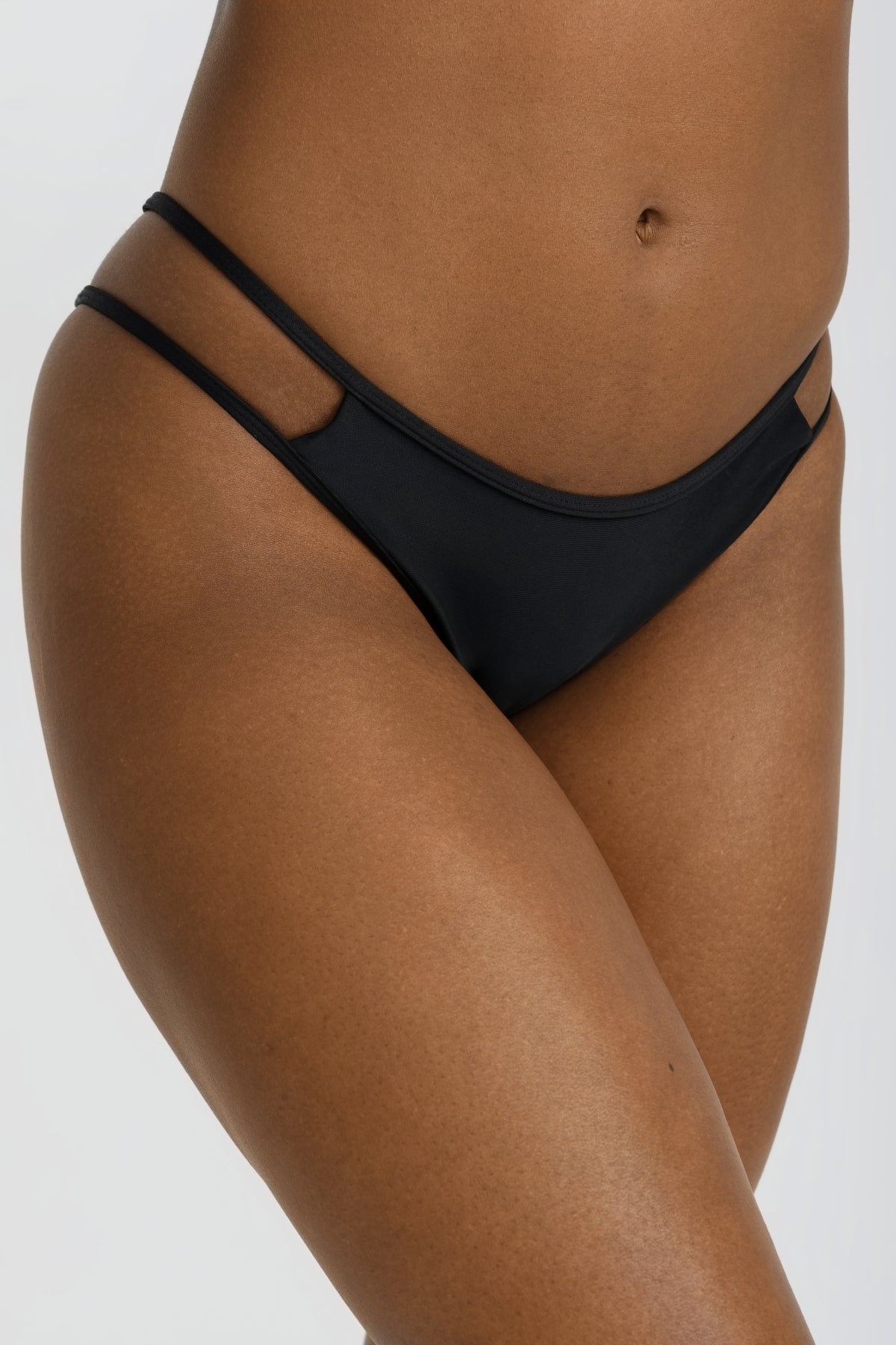 Leiani Women's High-Waisted Bikini Bottoms - Soft Comfortable Swimwear for Beach & Pool - Trendy Ink Print Design