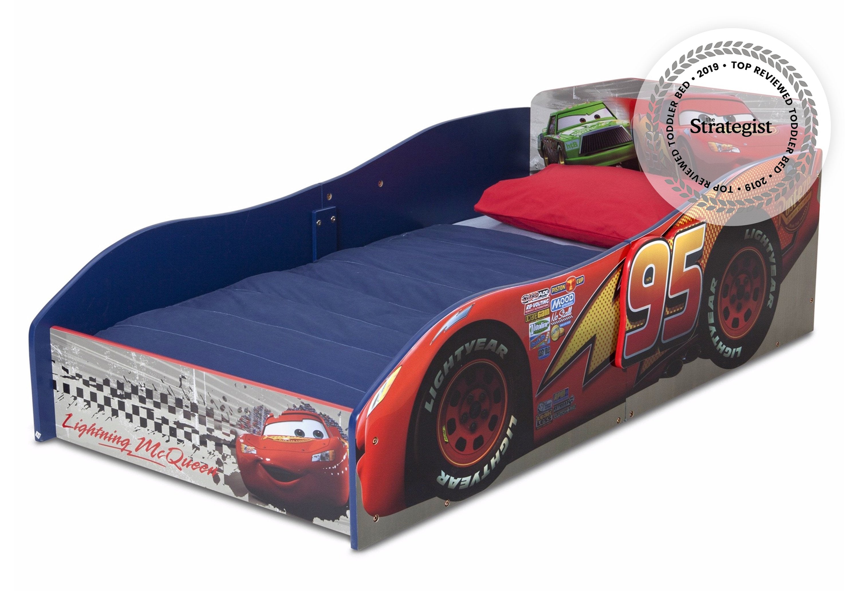 Wooden Toddler Car Bed for Kids - Race Car Themed Bedroom Furniture for Boys & Girls - Perfect for Nursery, Bedroom, and Playroom Decor