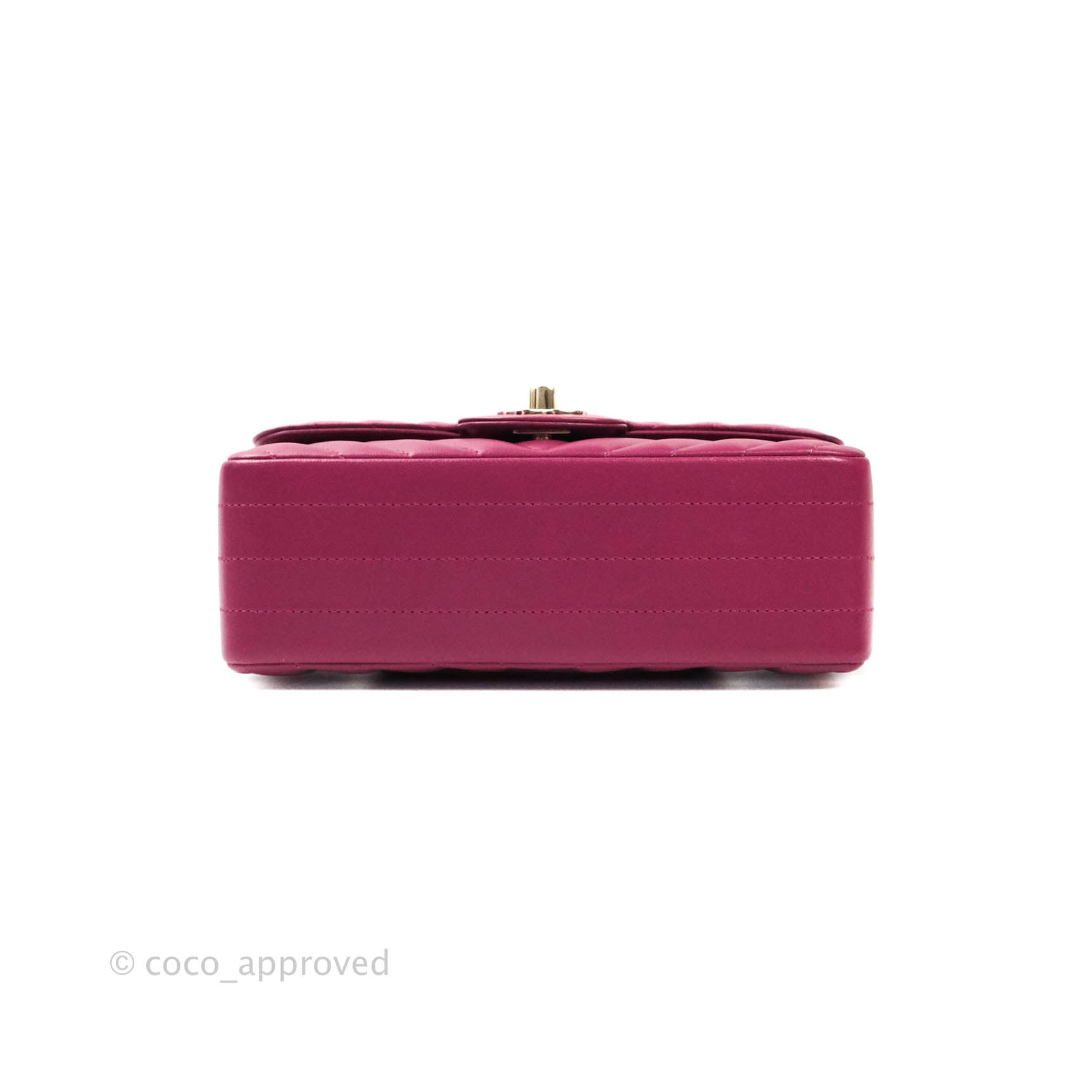 Chanel Chevron Mini Rectangular Lambskin Flap Bag in Dark Pink with Gold Hardware - Perfect for Evening Events & Luxury Fashion Accessories