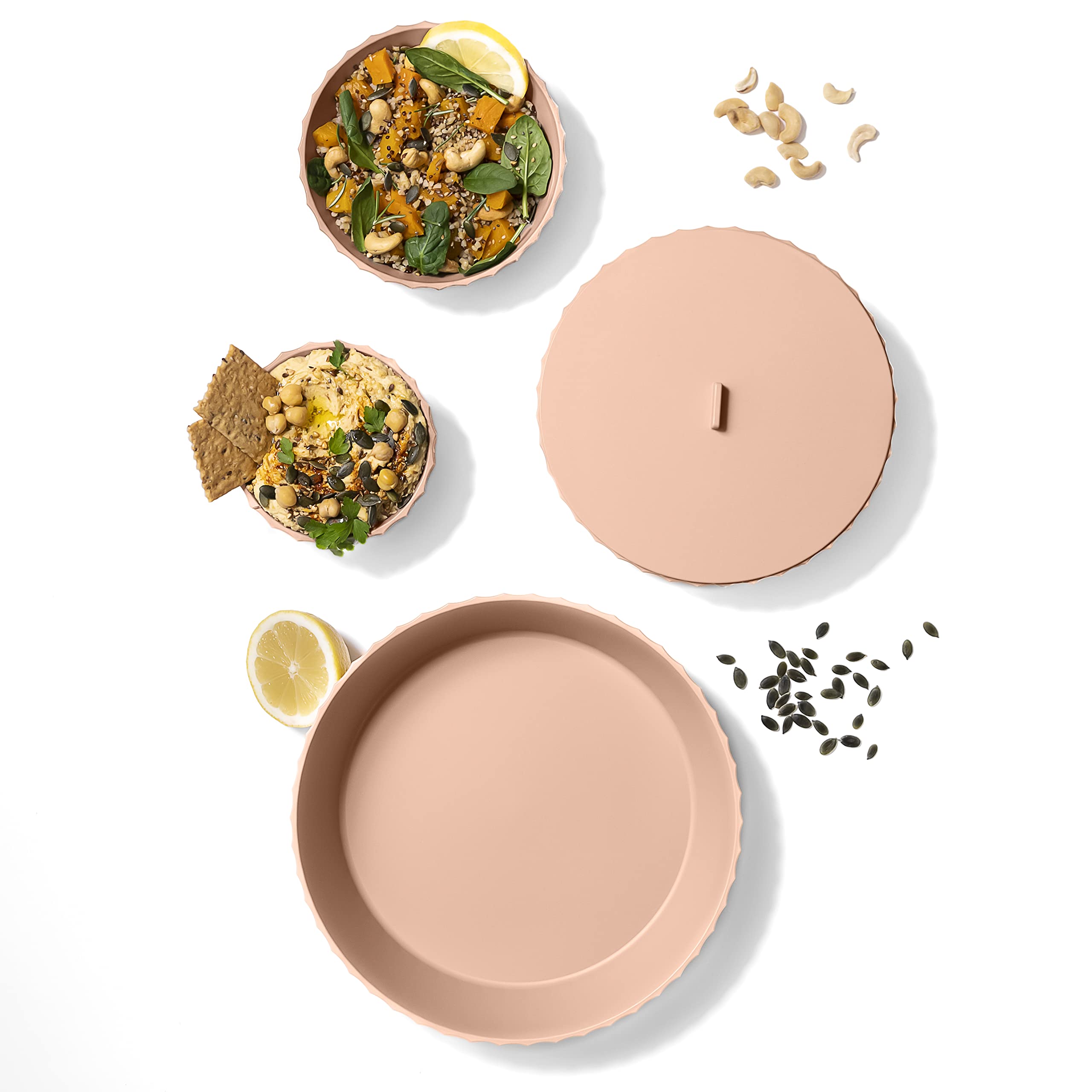 Hera Ceramic Bowl Large - Pink Sand Color, Elegant Dining & Serving Bowl for Salads, Pasta, Soup | Perfect for Home, Restaurant & Party Use